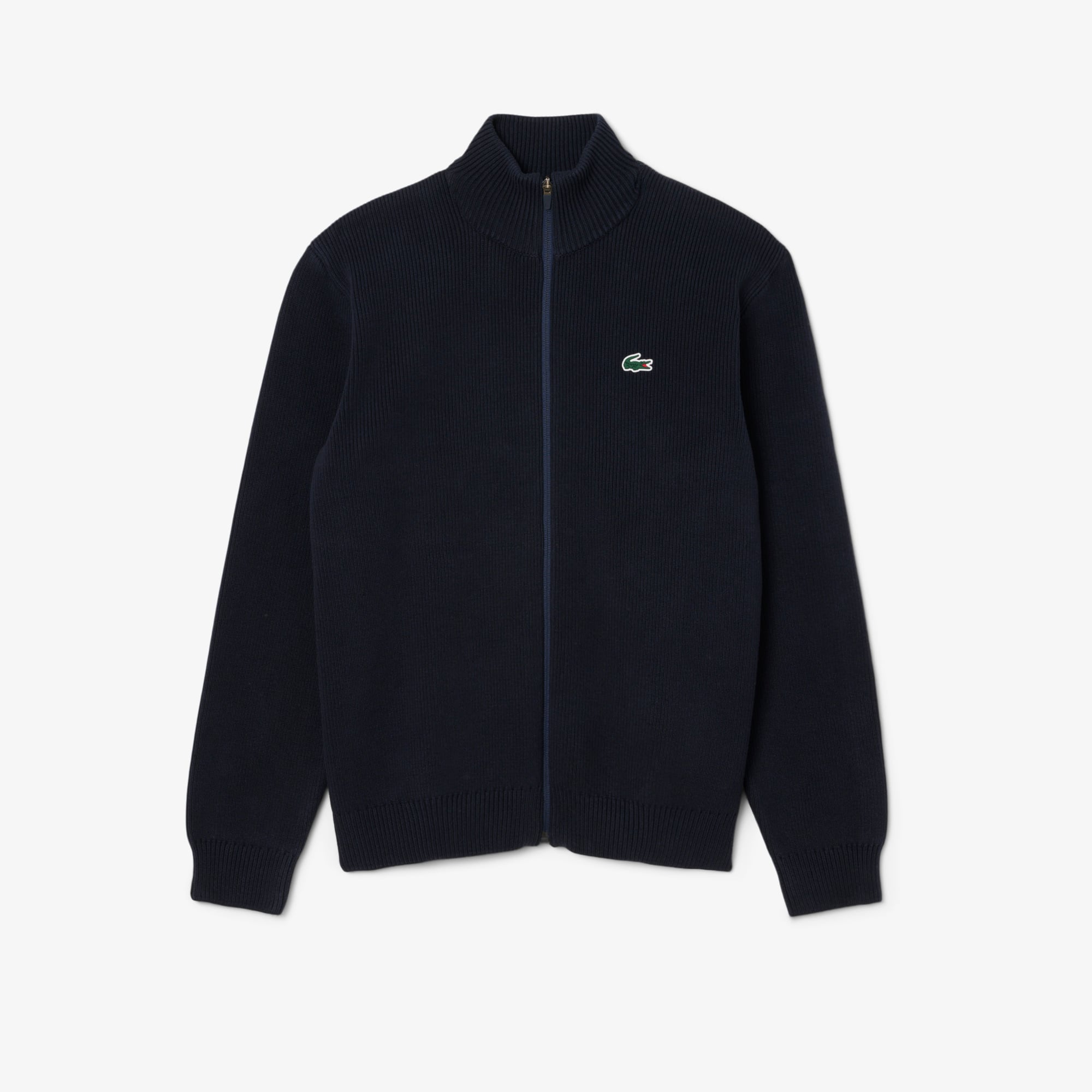Men's Ribbed Knit Zip-Up Golf Sweater - Navy Blue