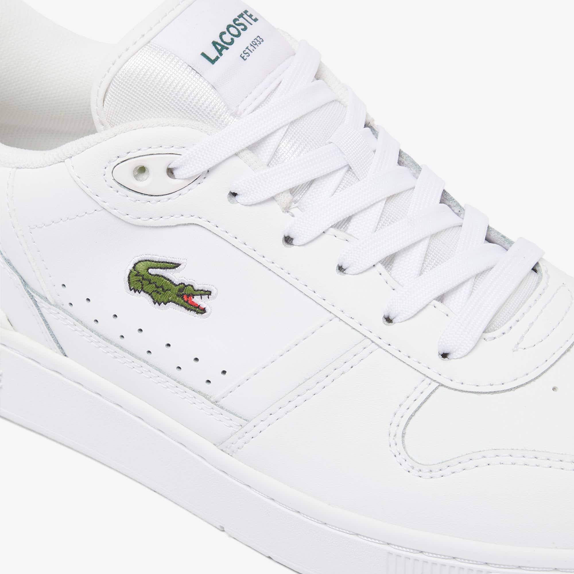 Men's T-Clip Set Leather Sneakers - WHITE/WHITE