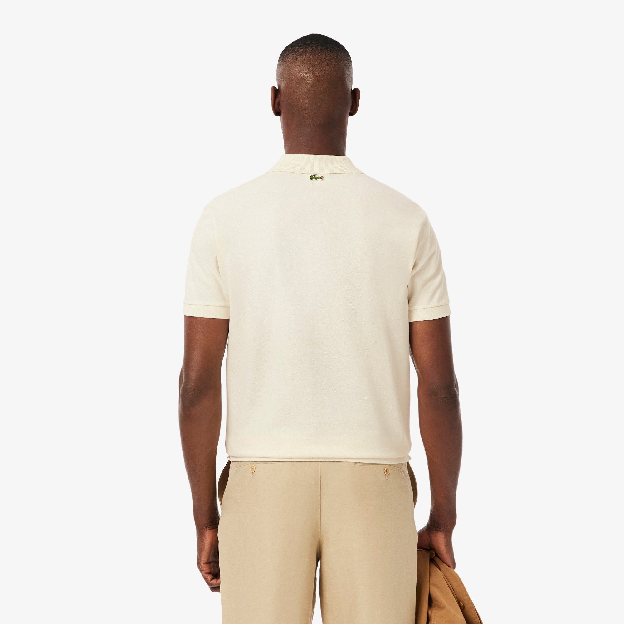 Men's Classic Fit Petit Piqué Badge Polo - Cream