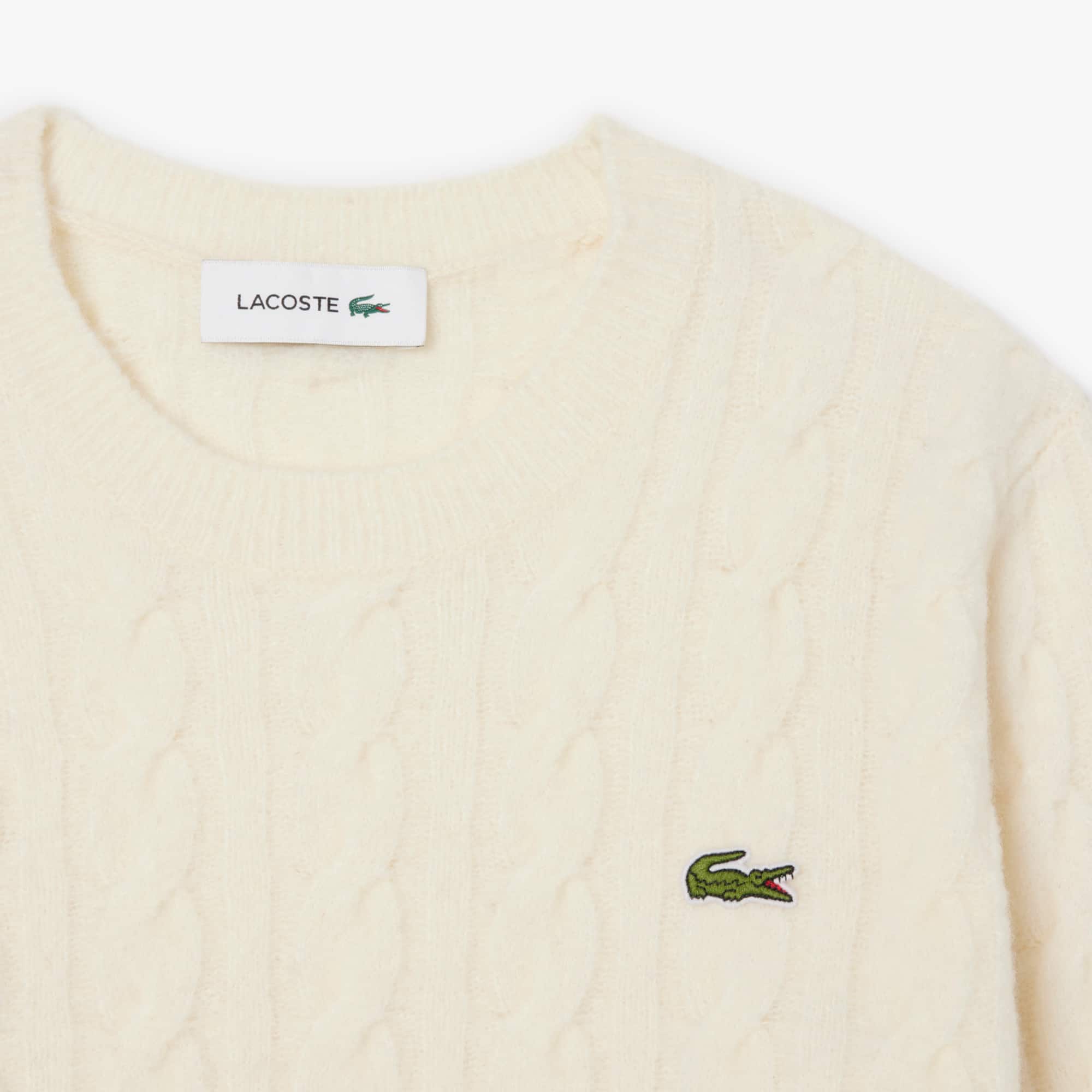 Women's Cable Knit Wool Sweater - Cream