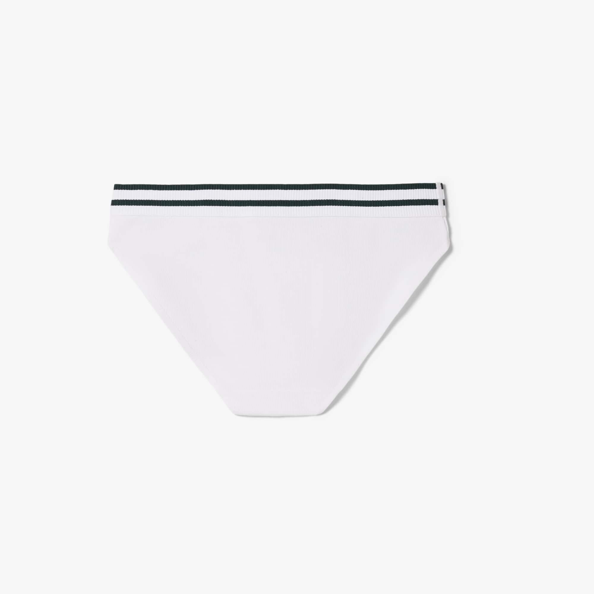 Stripe Waist Cotton Briefs - White