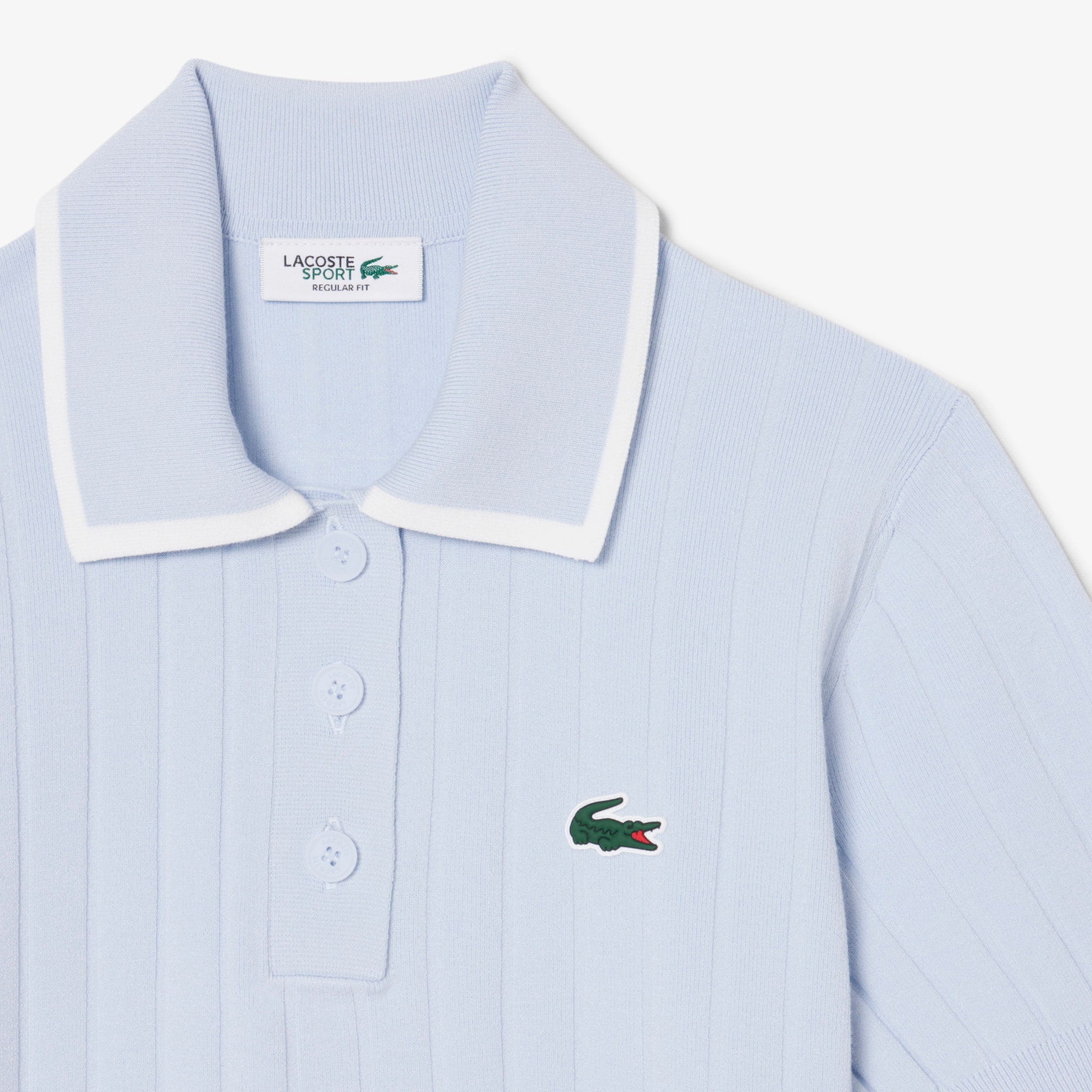 Women's Short Sleeve Polo Collar Golf Sweater - Bleu Clair / Blanc