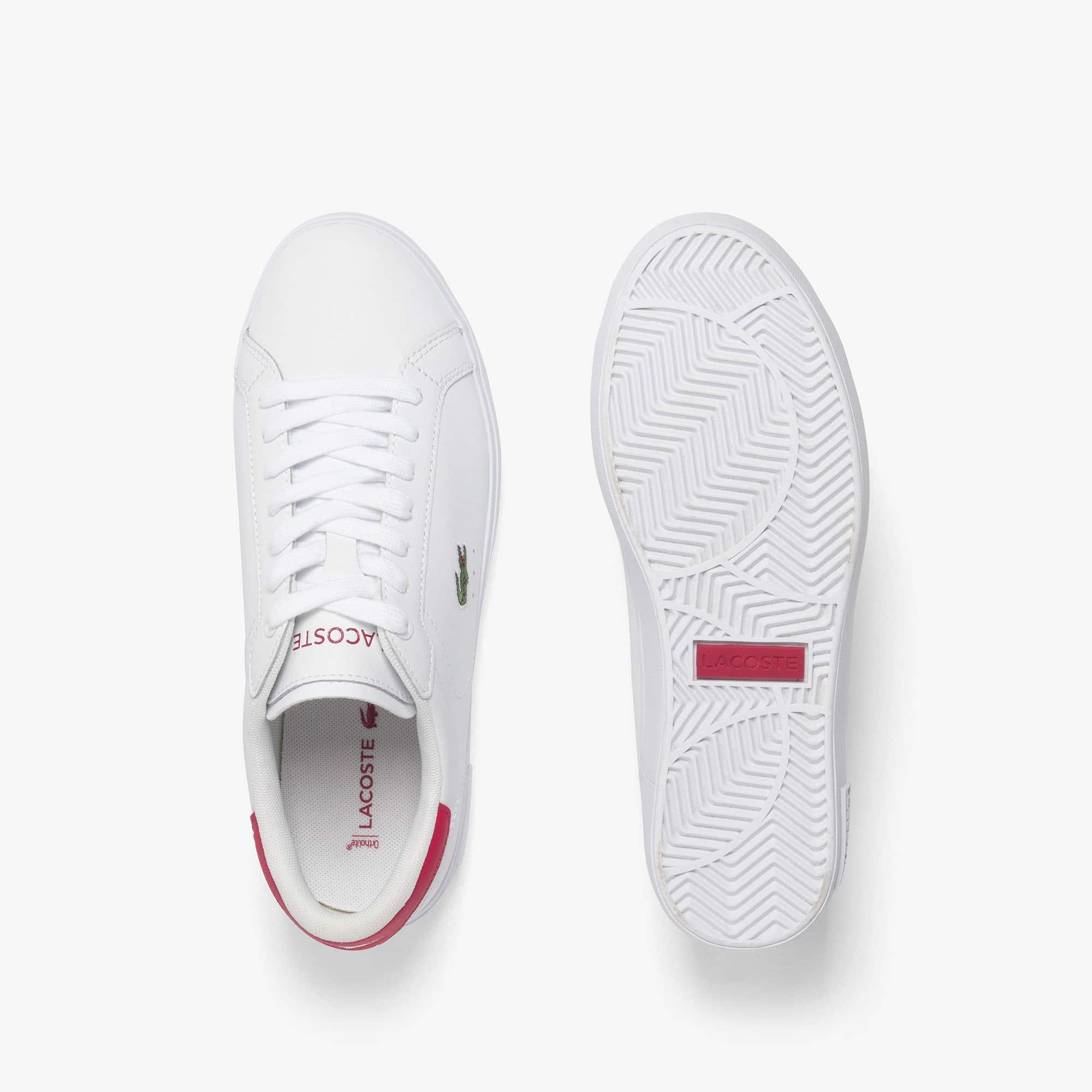 Women's Powercourt Leather Sneakers - WHT/DK PNK