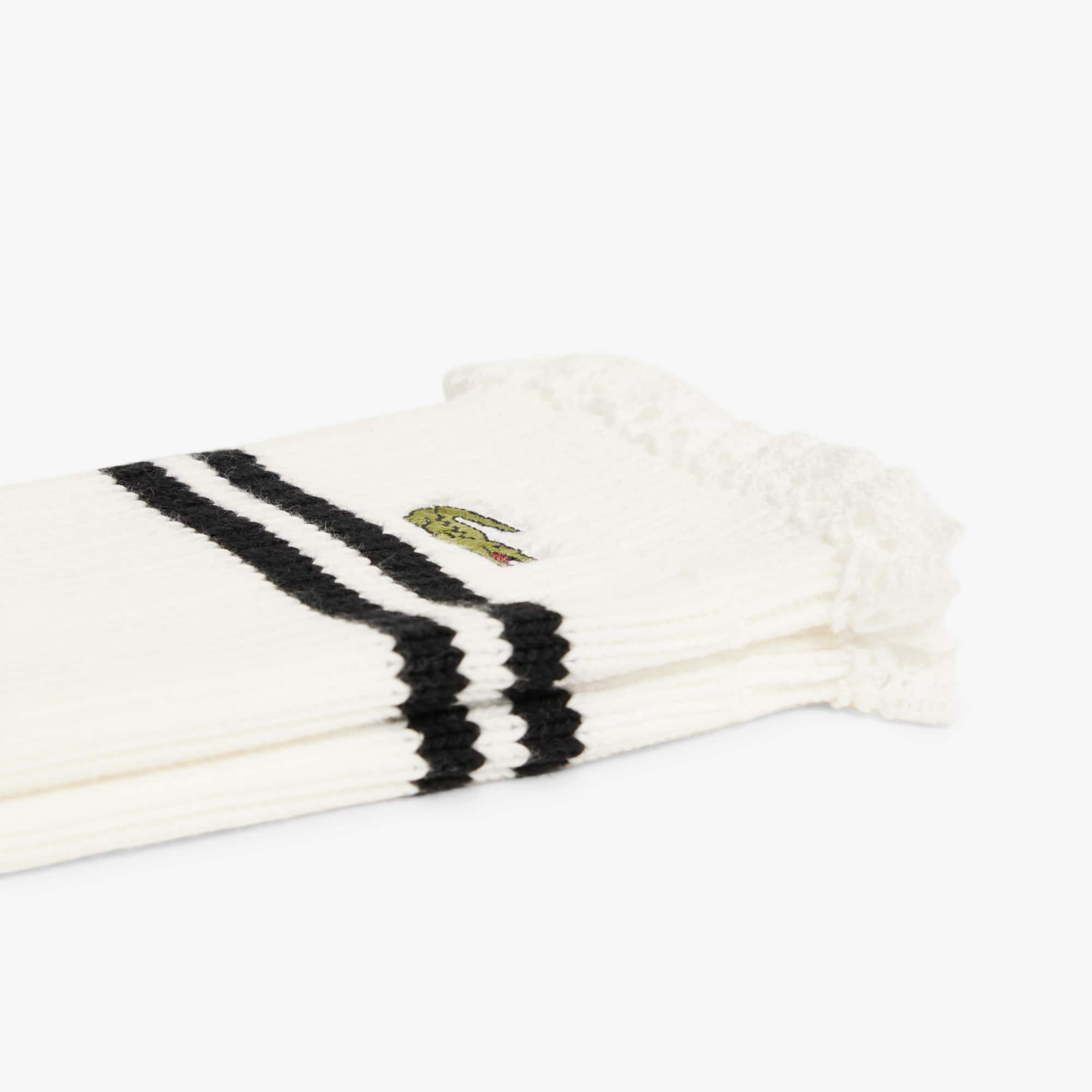Women's Lace Edge Ribbed Socks - White