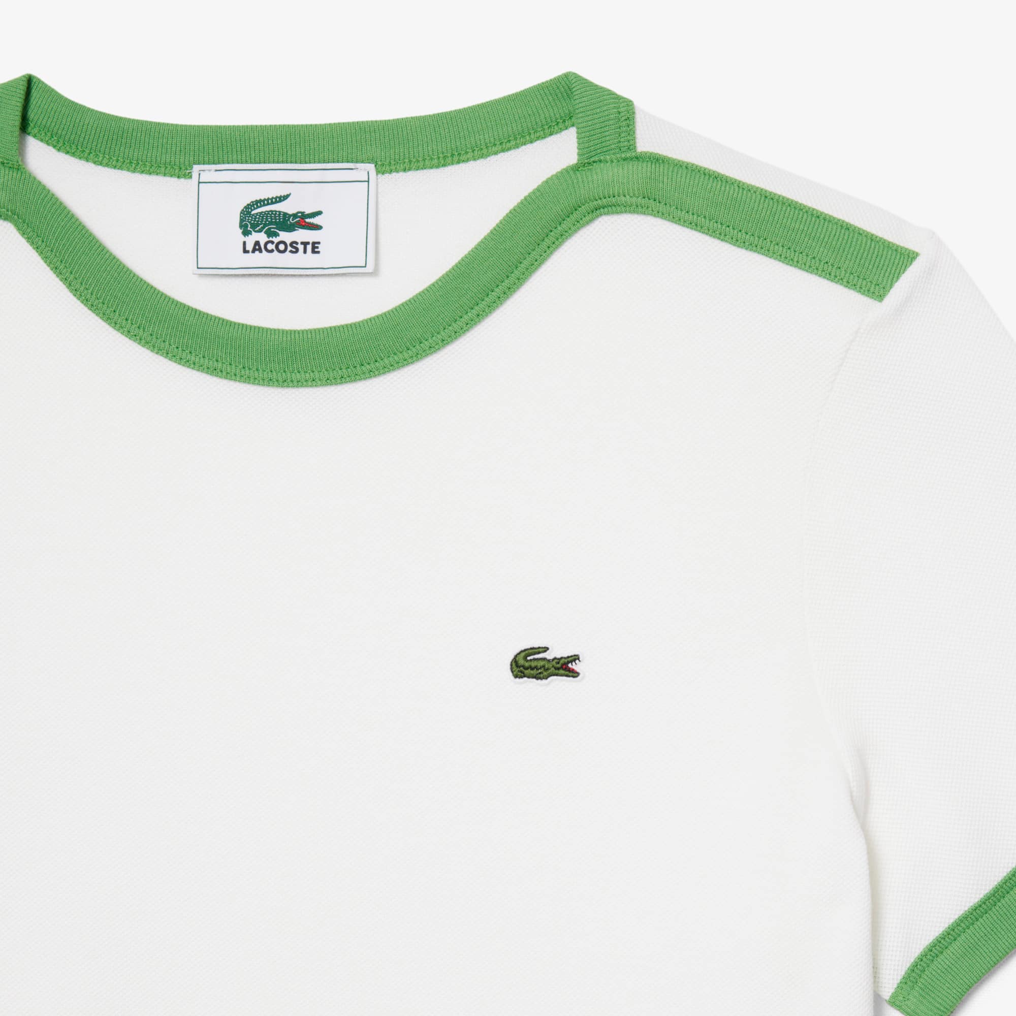 Cotton Petit Piqué T-Shirt - Blanc / Vert