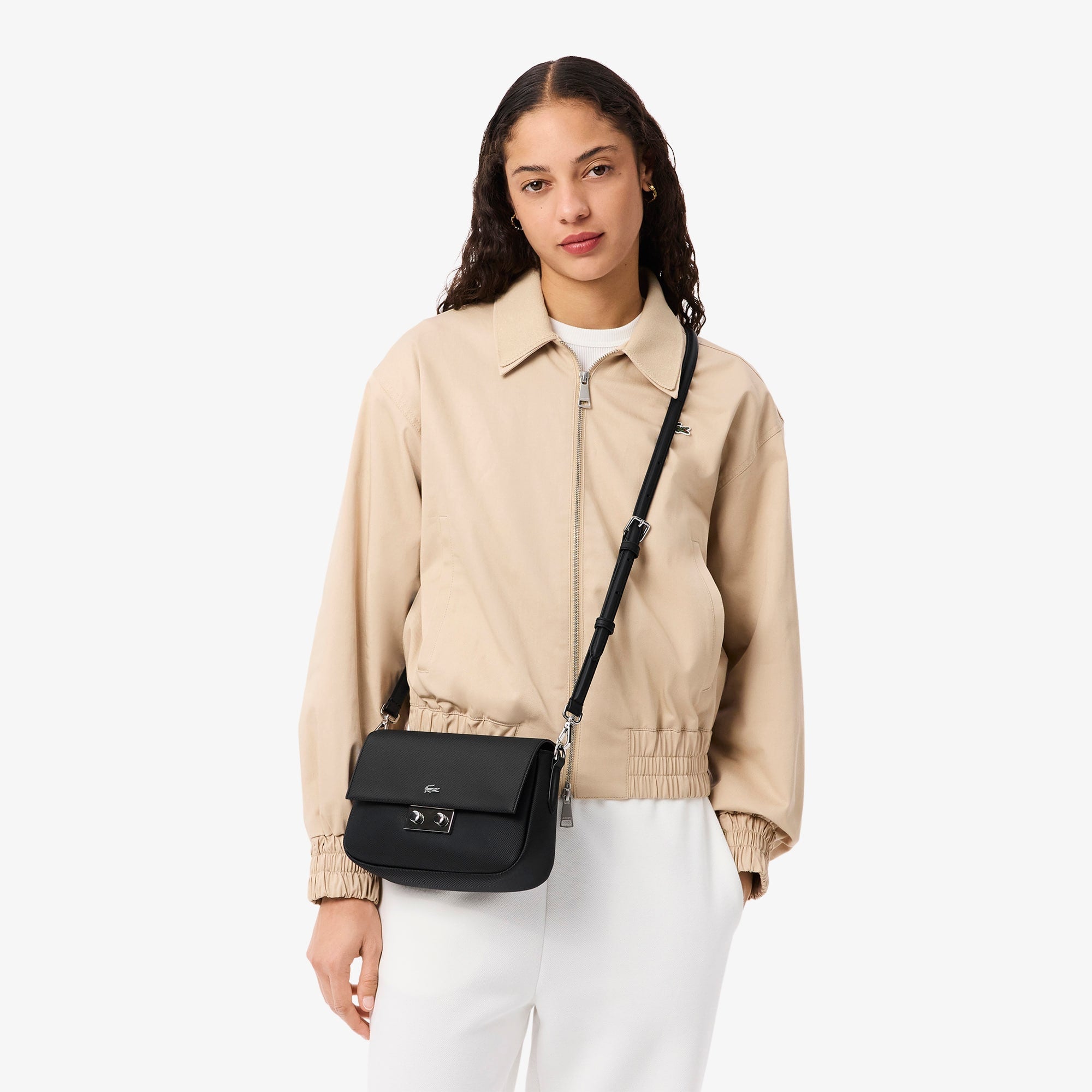 Flap Close Shoulder Bag - Black