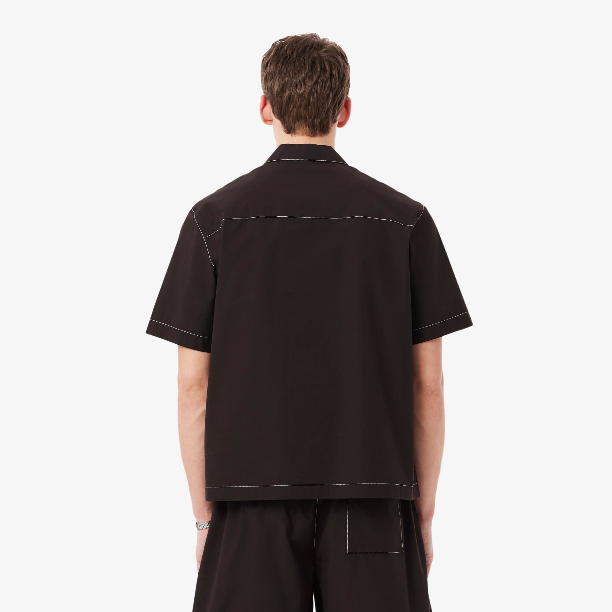Relaxed Fit Short Sleeved Poplin Shirt - Brown
