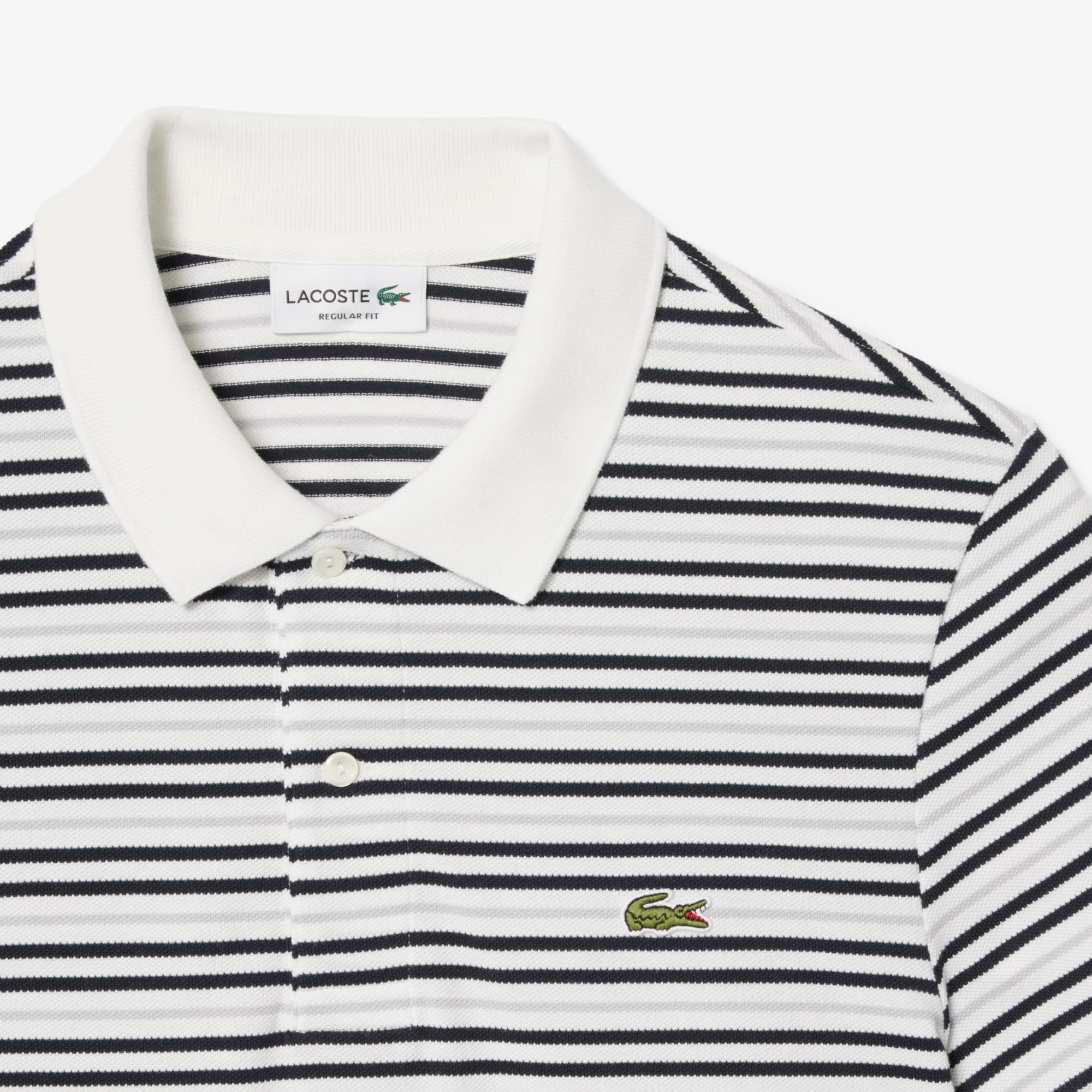 Classic Fit Striped Petit Piqué Polo - Noir / Blanc