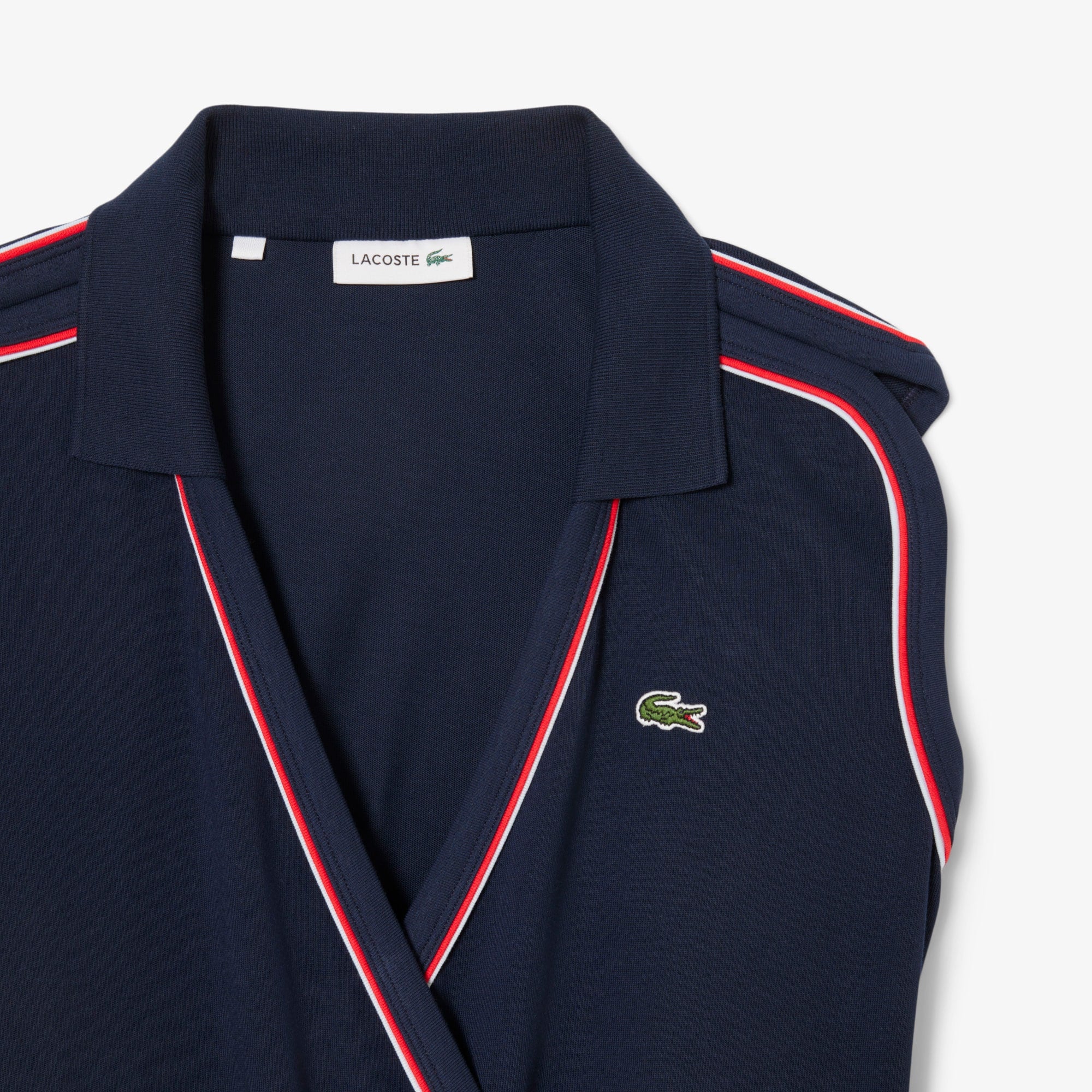 Women's Sleeveless Polo Romper - Navy Blue / Light Blue / Red