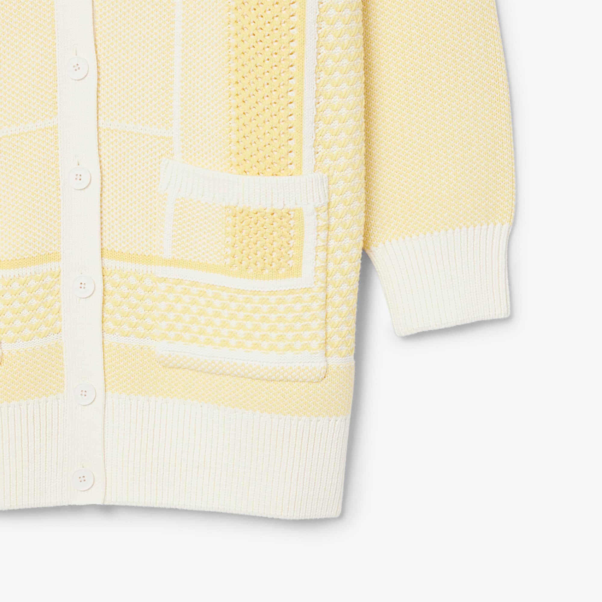 Tennis Court Long Cardigan - Blanc / Jaune