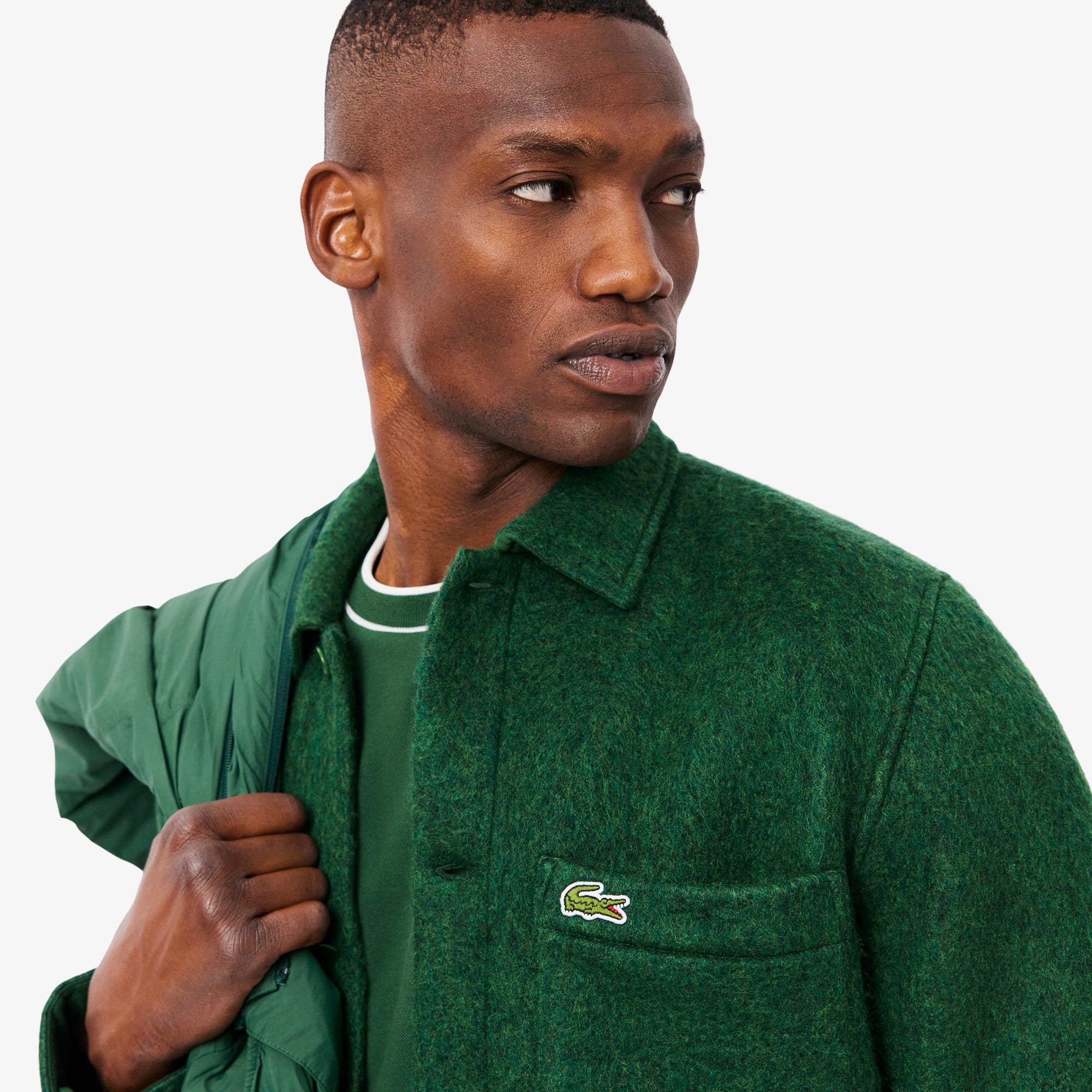 Men's Wool Blend Overshirt - Pine green
