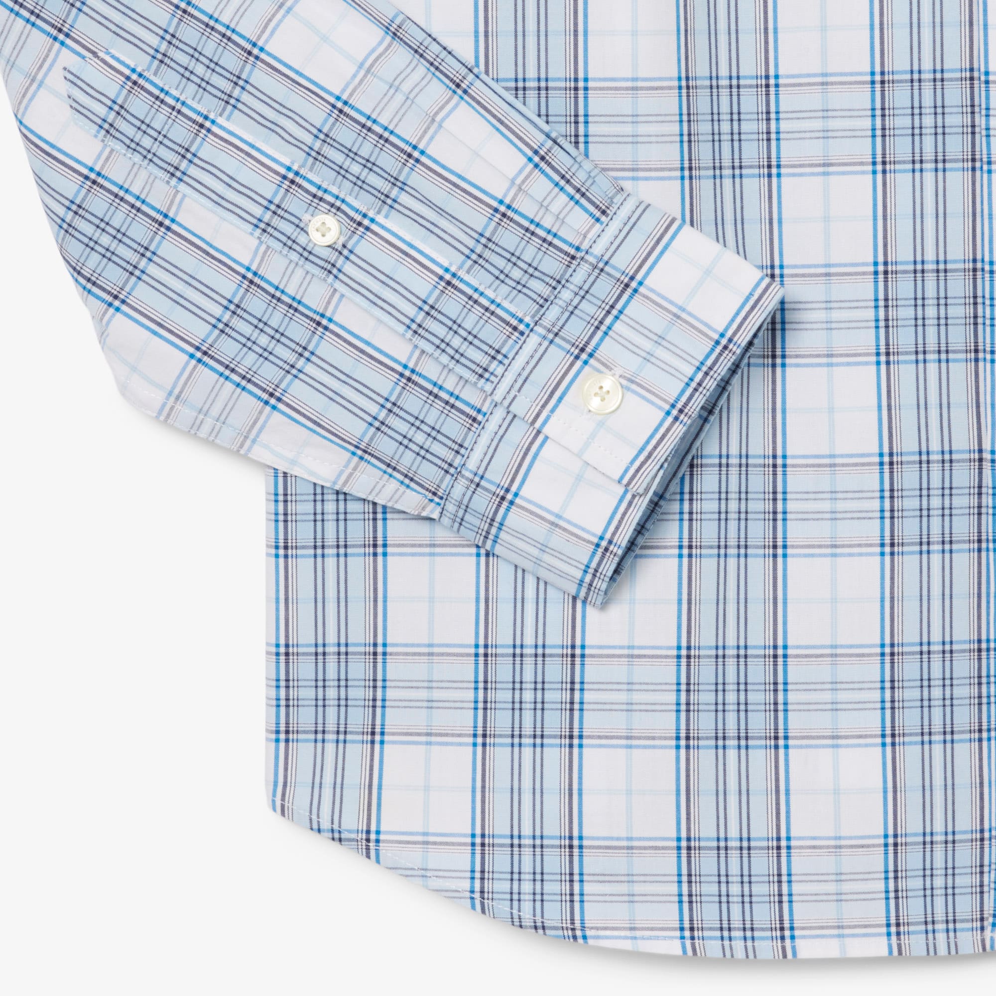 Men's Slim Fit Stretch Plaid Shirt - White / Blue / Navy Blue