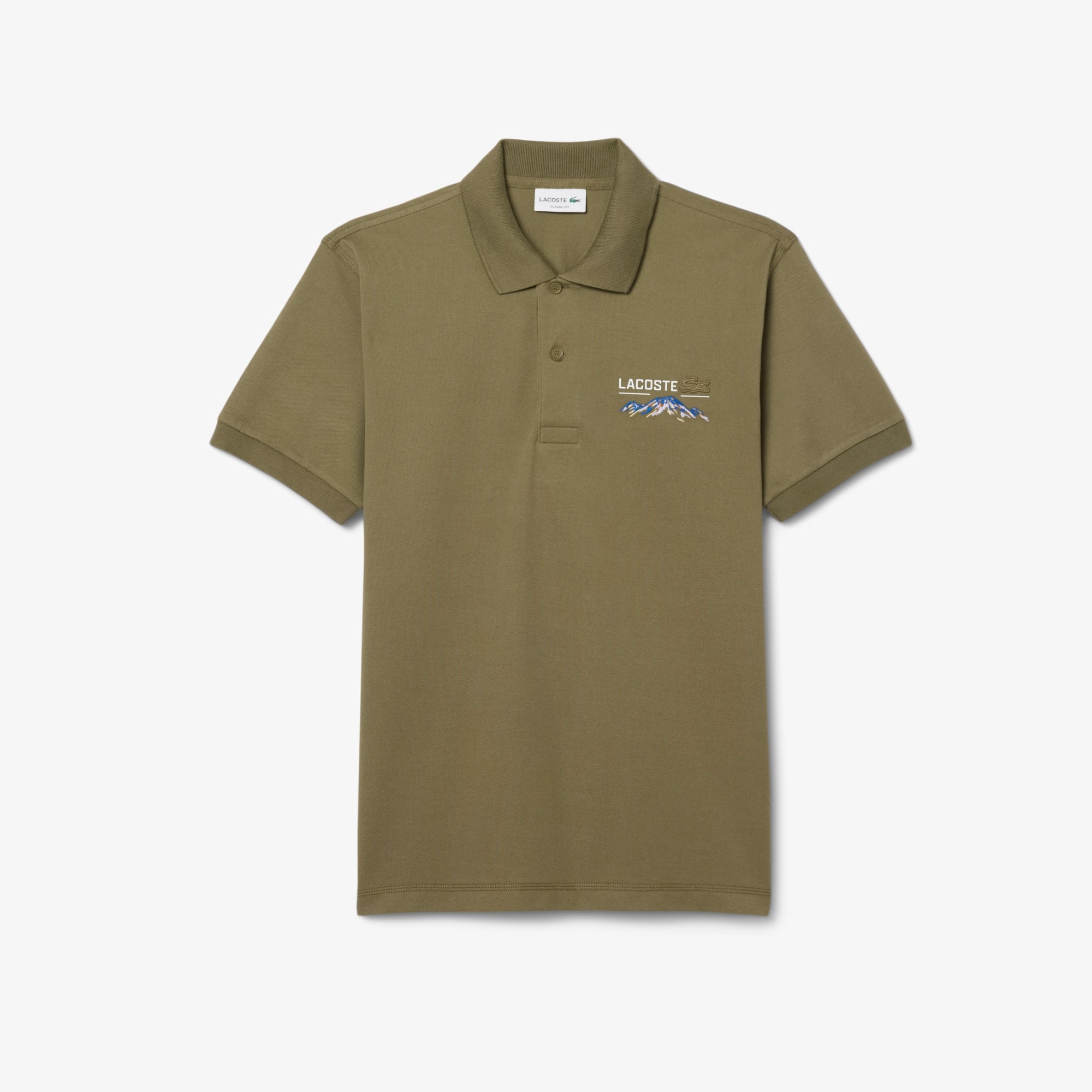 Men's Classic Fit Embroidered Motif Piqué Polo - Khaki Green
