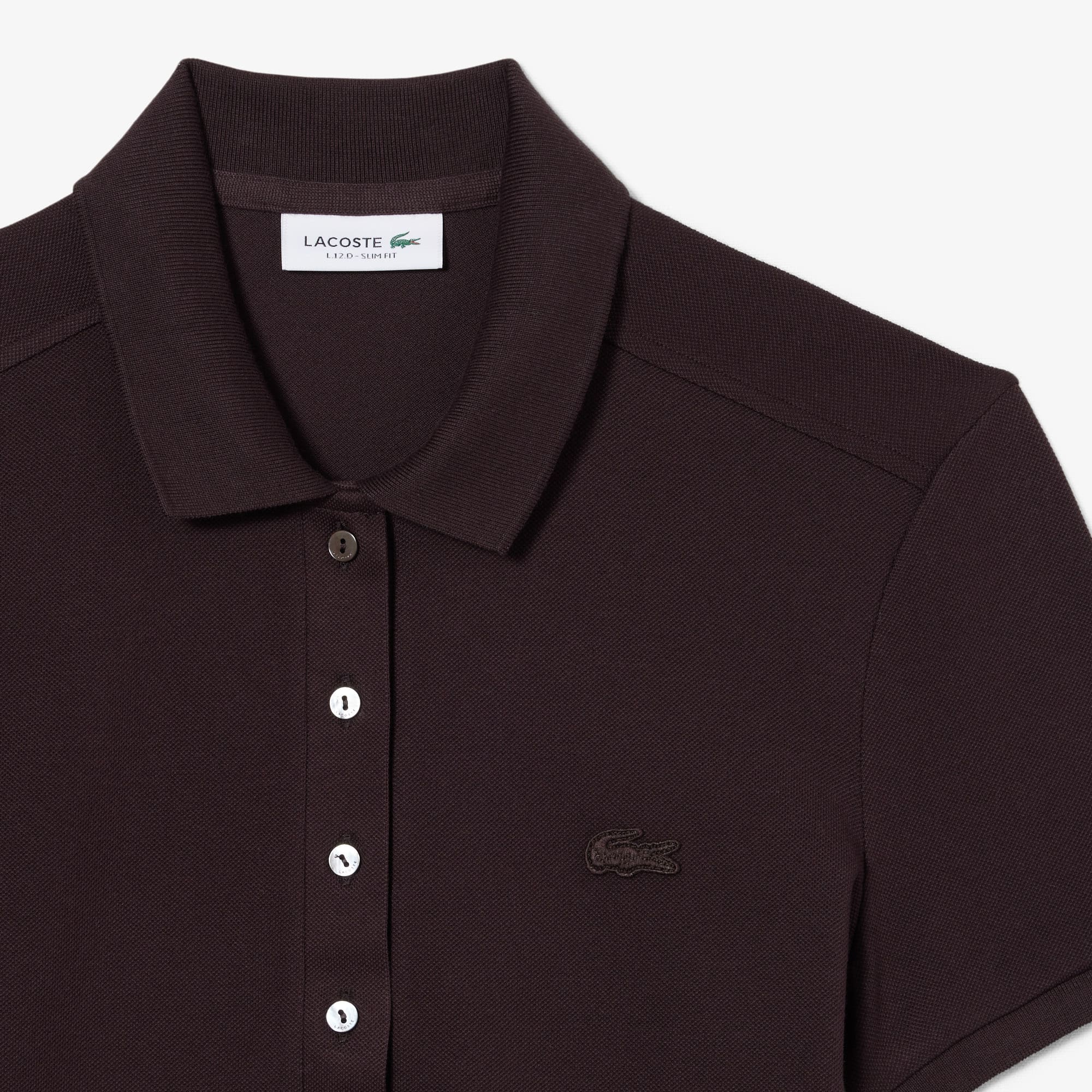 Women's L.12.D Slim Fit Stretch Mini Piqué Polo - Brown