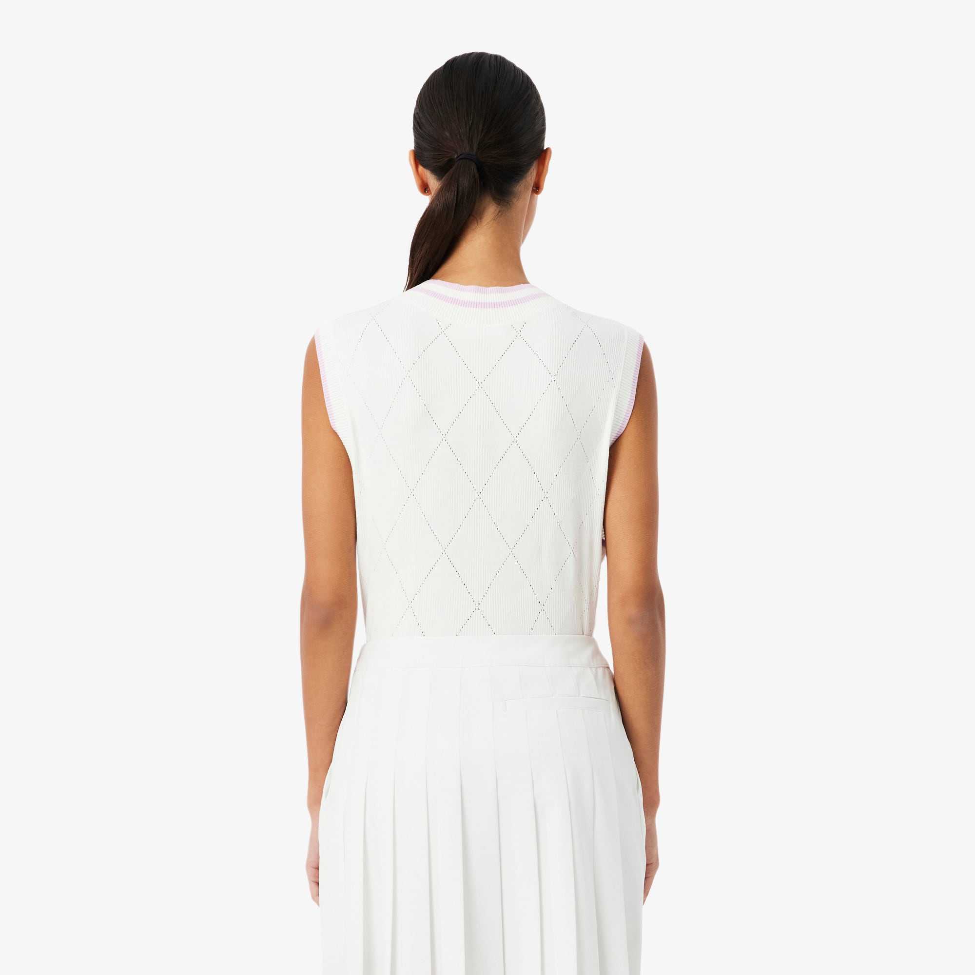 Women's Golf Stretch Sweater Vest - Blanc / Rose