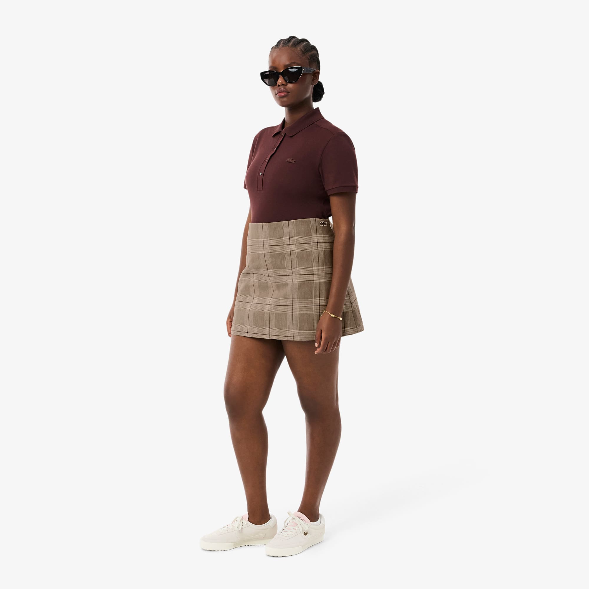 Women's Water-Repellent Plaid Skirt - Beige / Yellow / Brown / Light Pink