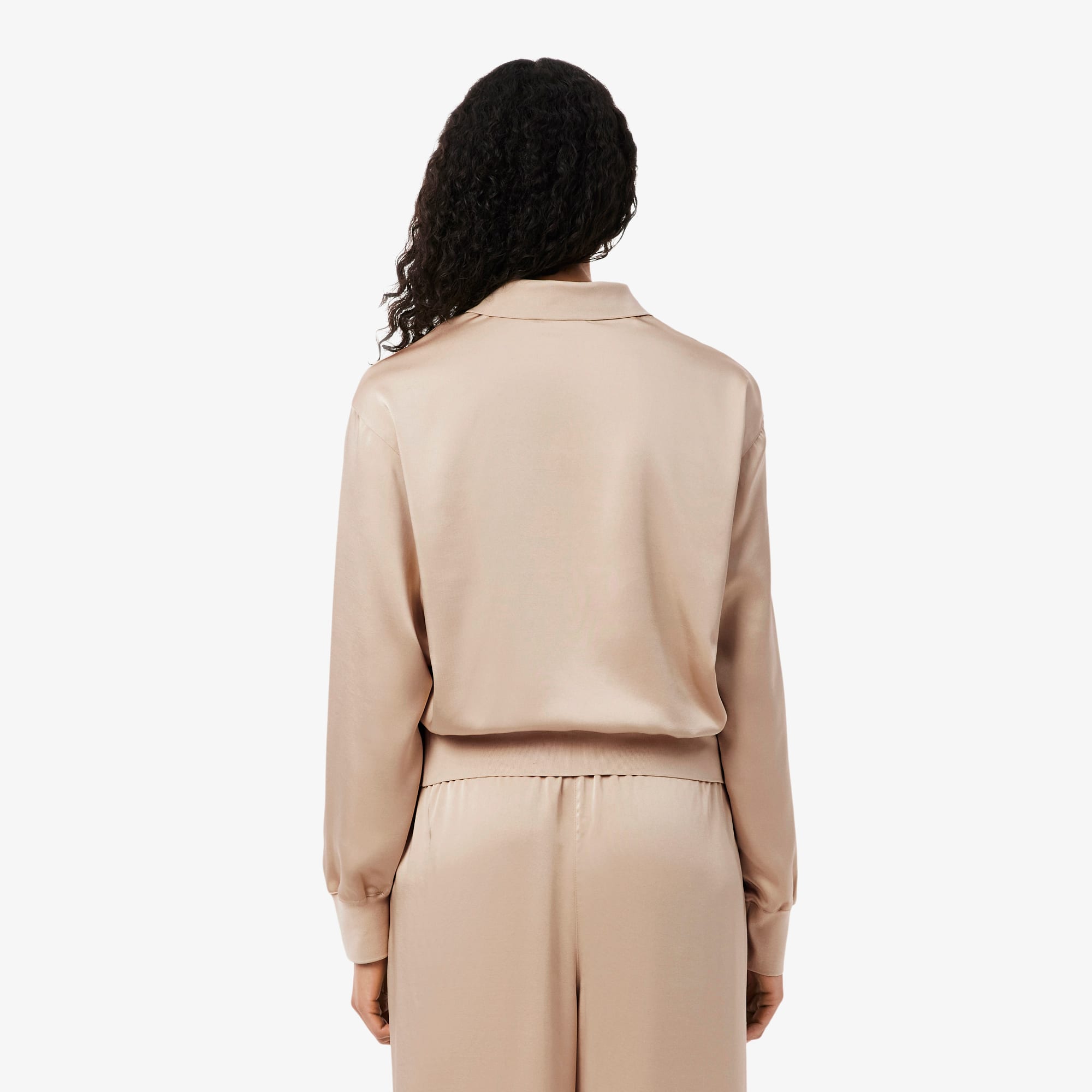 Relaxed Fit Satin Polo - Beige