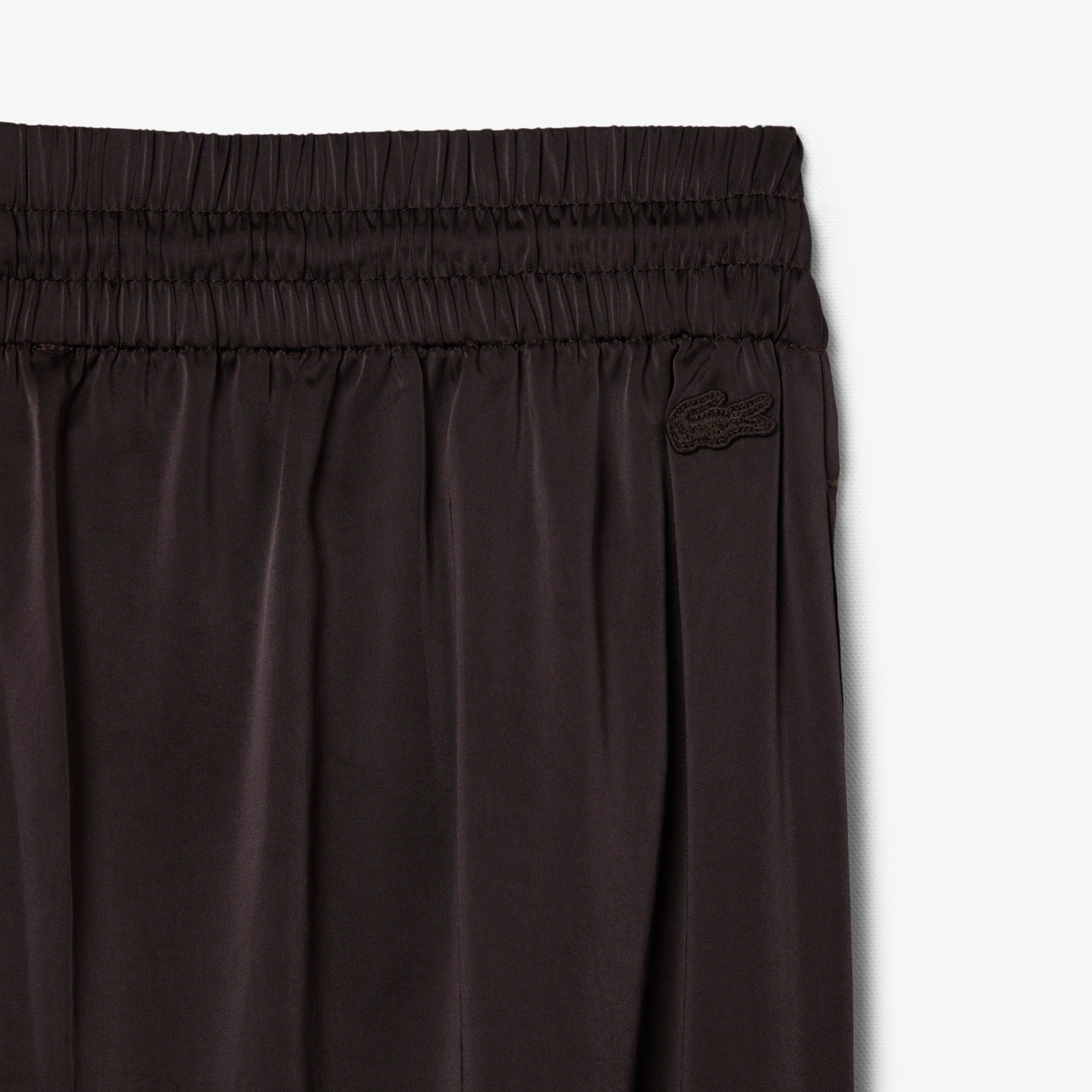 Oversized Elasticated Satin Pants - Brown