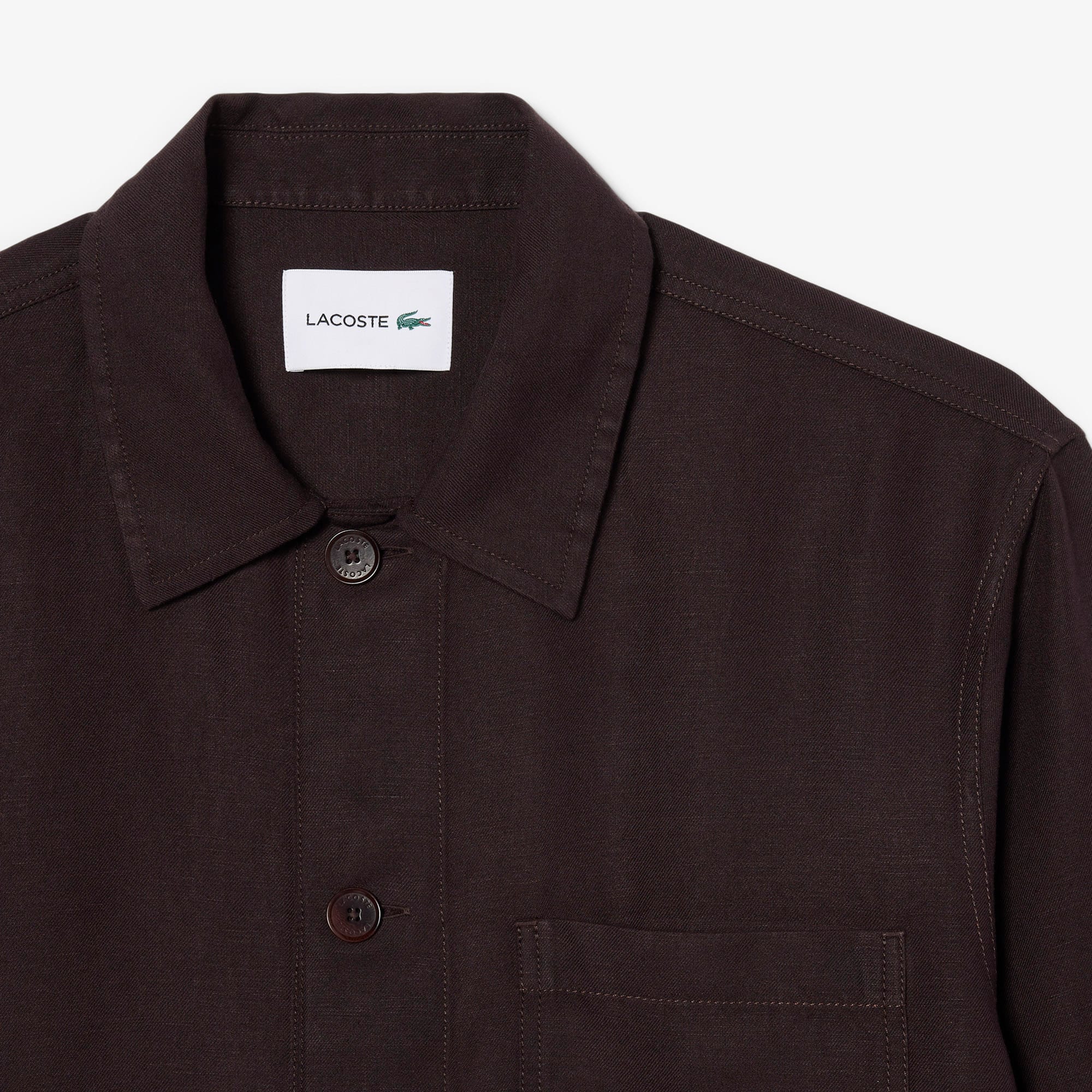 Linen Blend Overshirt - Brown