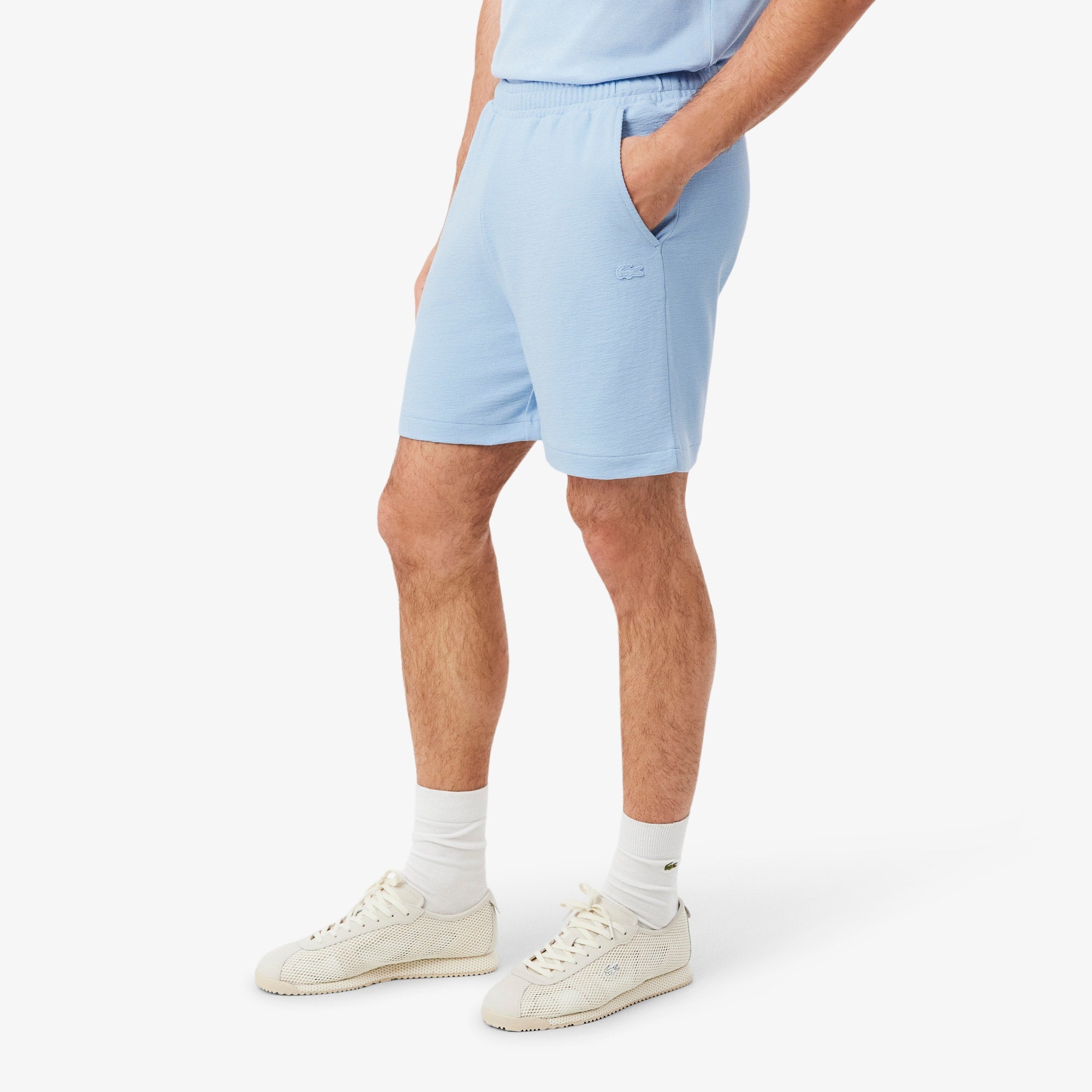 Textured Jersey Shorts - Light Blue