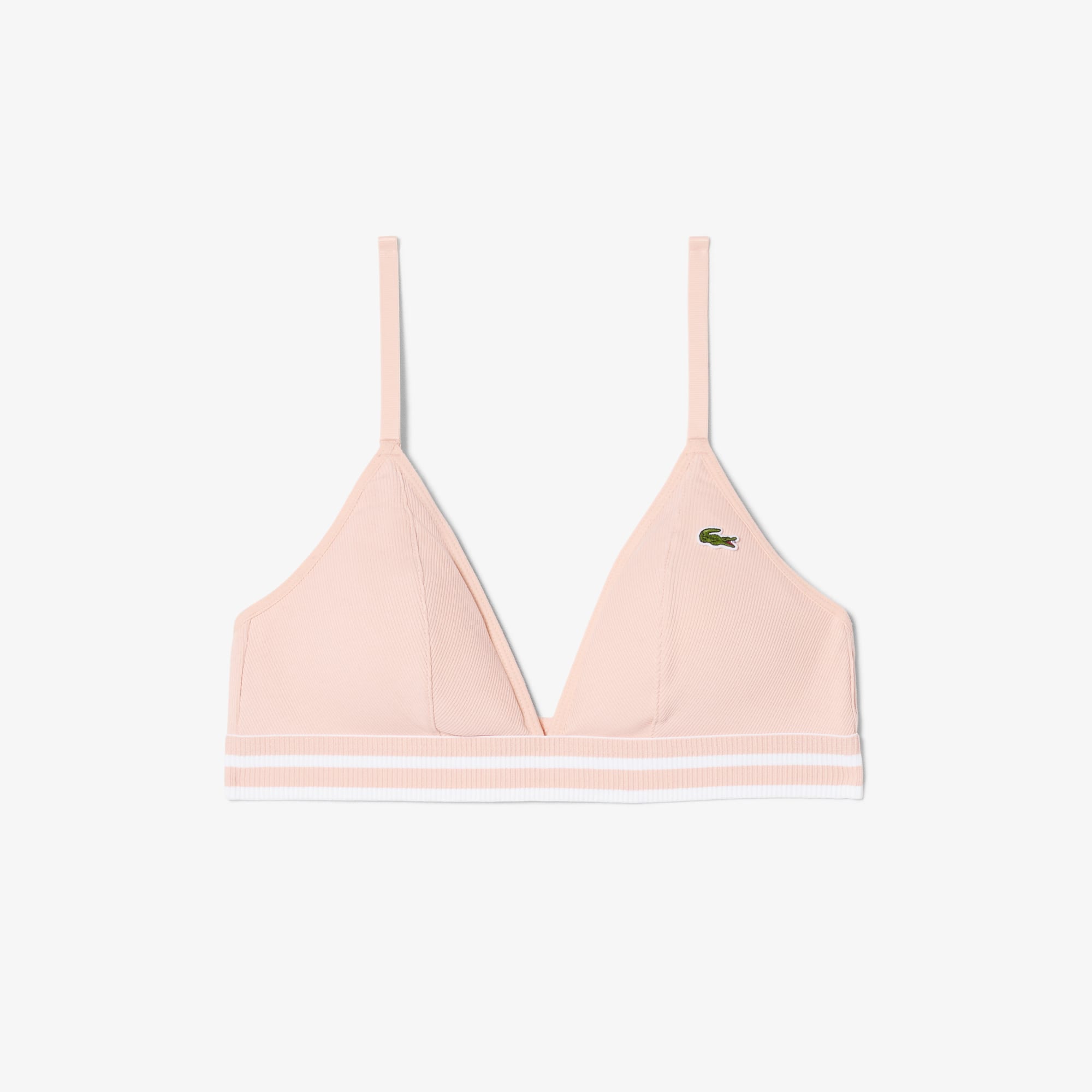 Ribbed Cotton Triangle Bralette - Rose