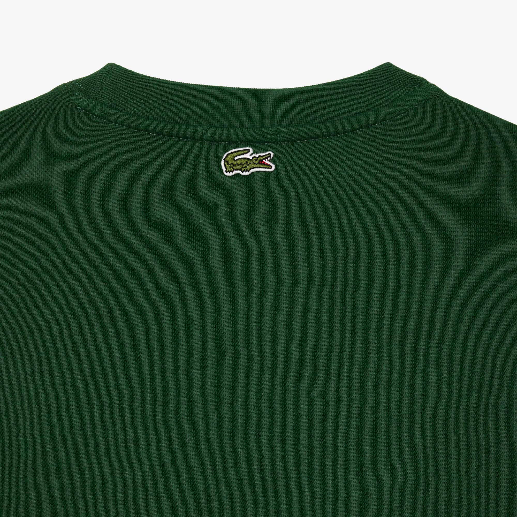 Unisex Fleece Crew Neck Print Sweatshirt - Pine green