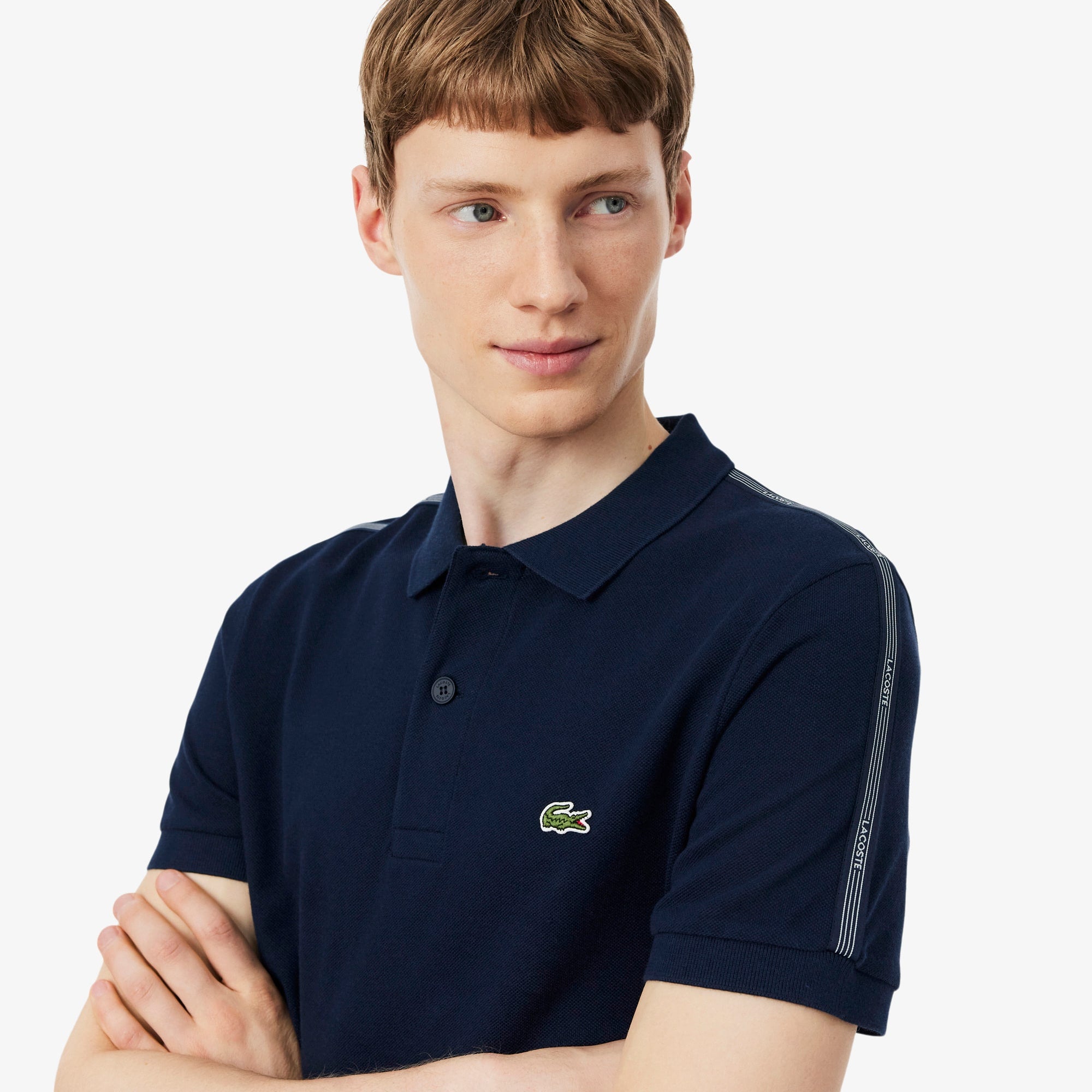 Regular Fit Logo Stripe Polo - Navy Blue