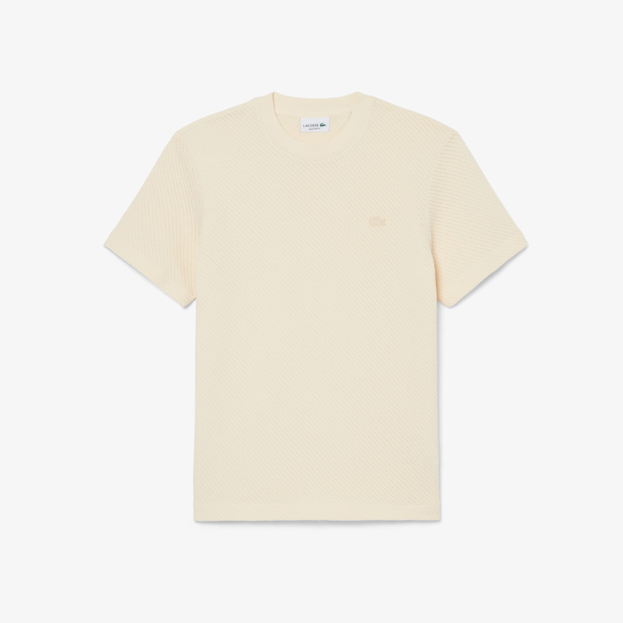 Lacy Cotton T-Shirt - Beige