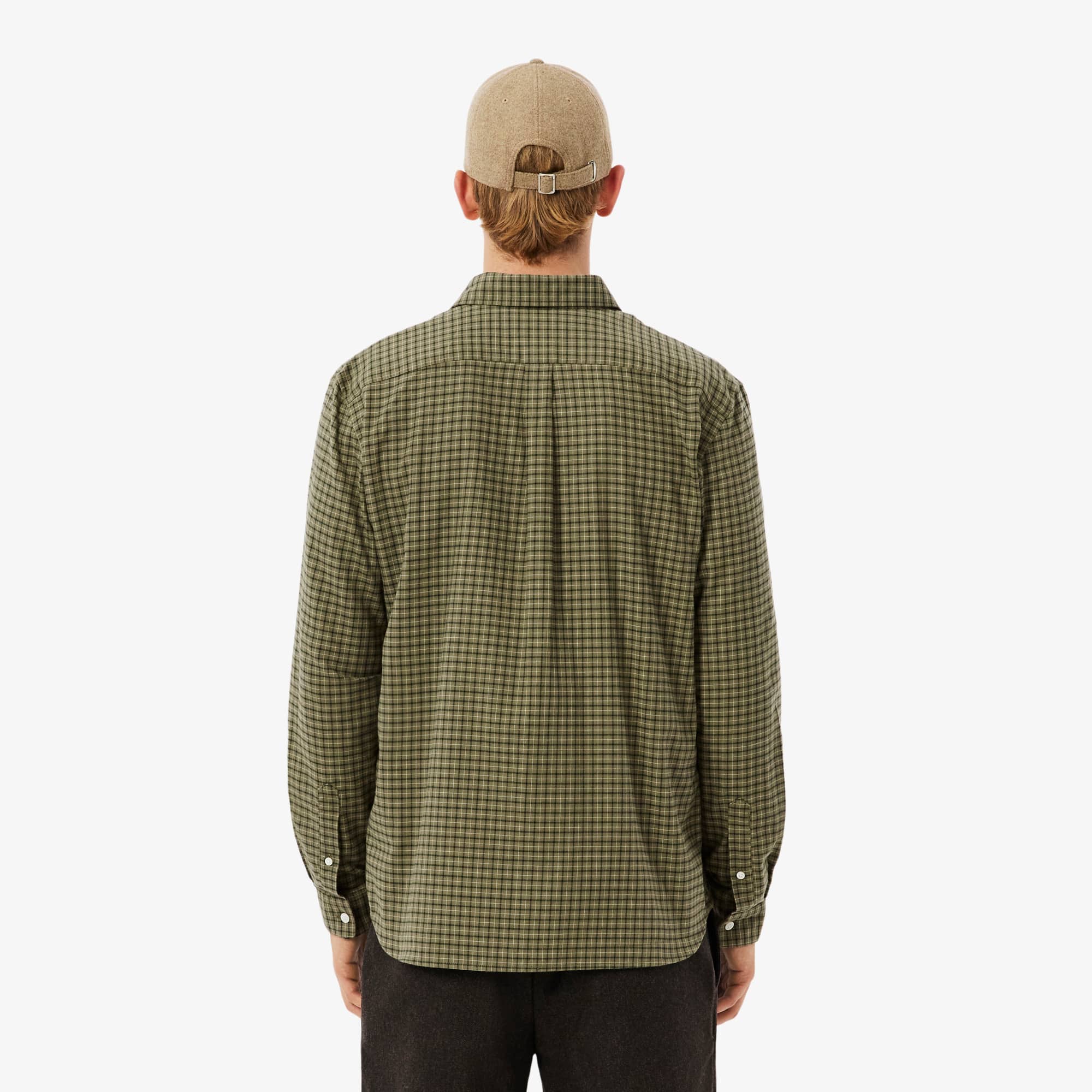 Men's Regular Fit Plaid Flannel Shirt - Khaki Green / Green