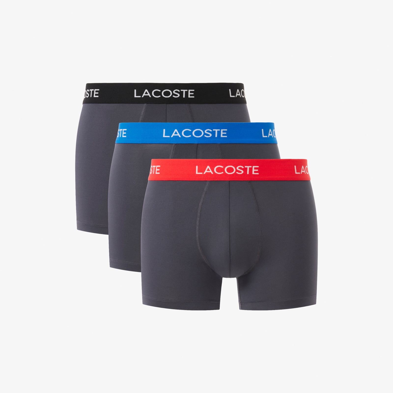 Men's 3-Pack Microfiber Trunks - Dark Grey / Red / Blue / Black
