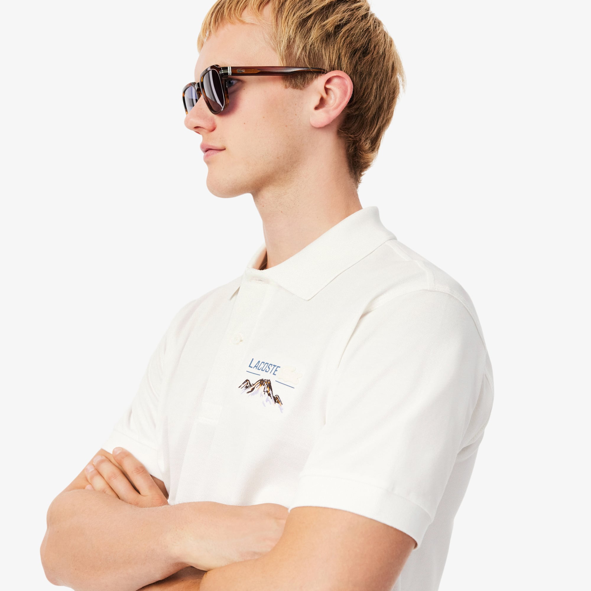 Men's Classic Fit Embroidered Motif Piqué Polo - White
