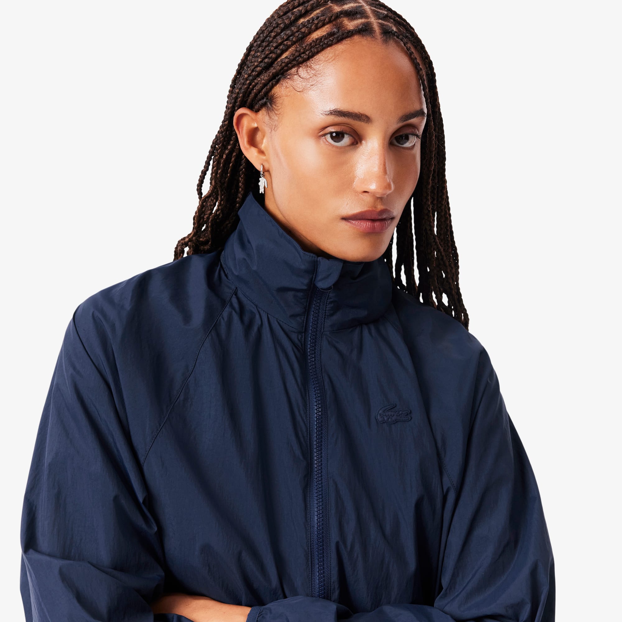 Women's Hooded Track Jacket - Navy Blue