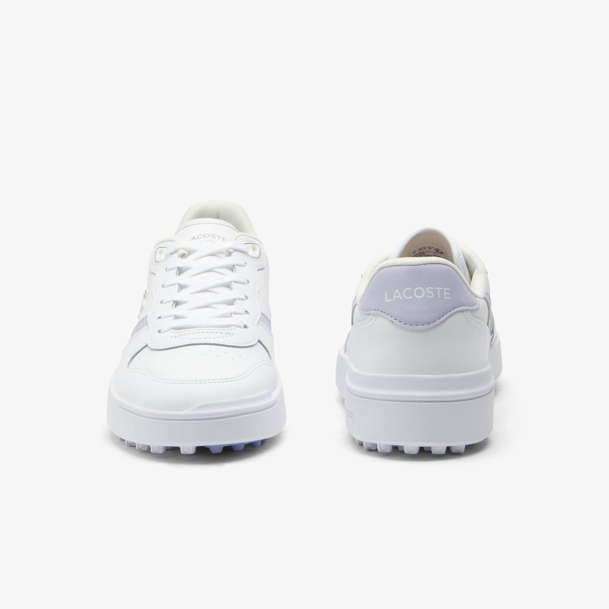 Women's T-Clip Golf Leather Golf Shoes - WHT/LT PURP