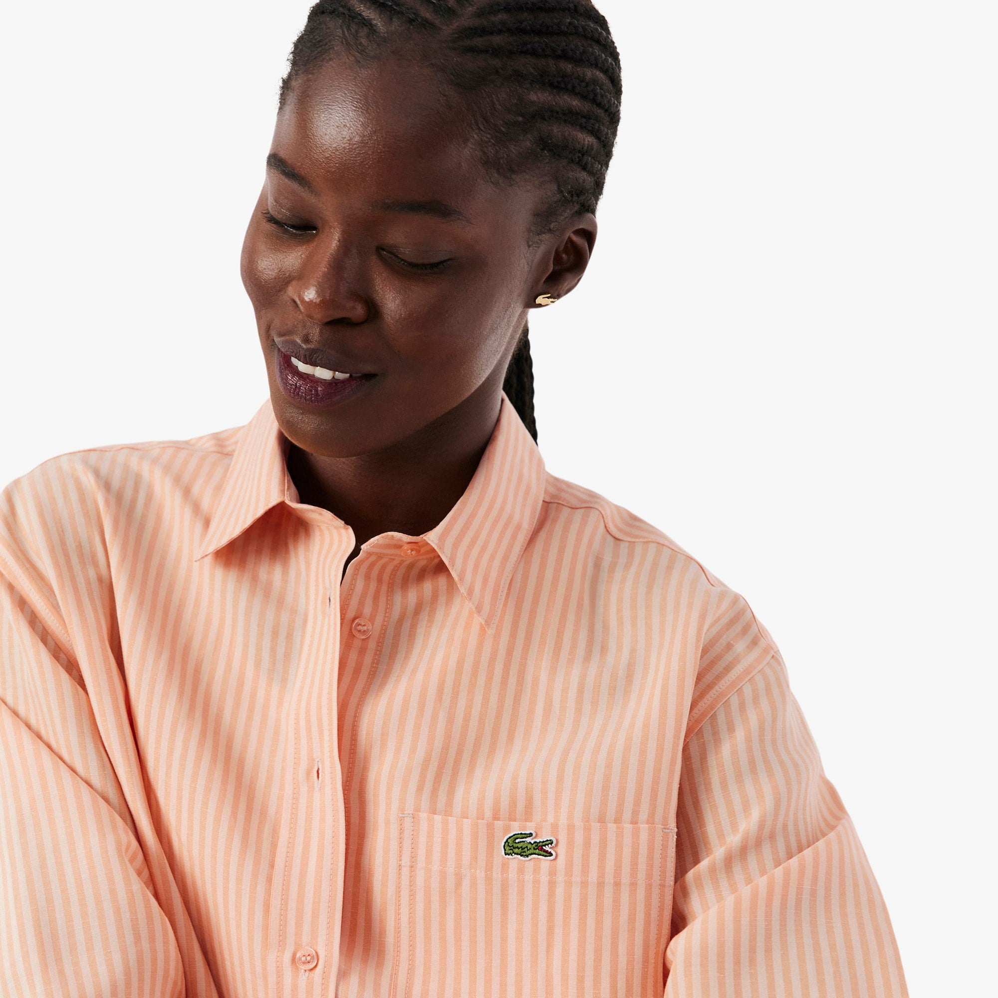 Oversized Linen Blend Shirt - Rose / Orange