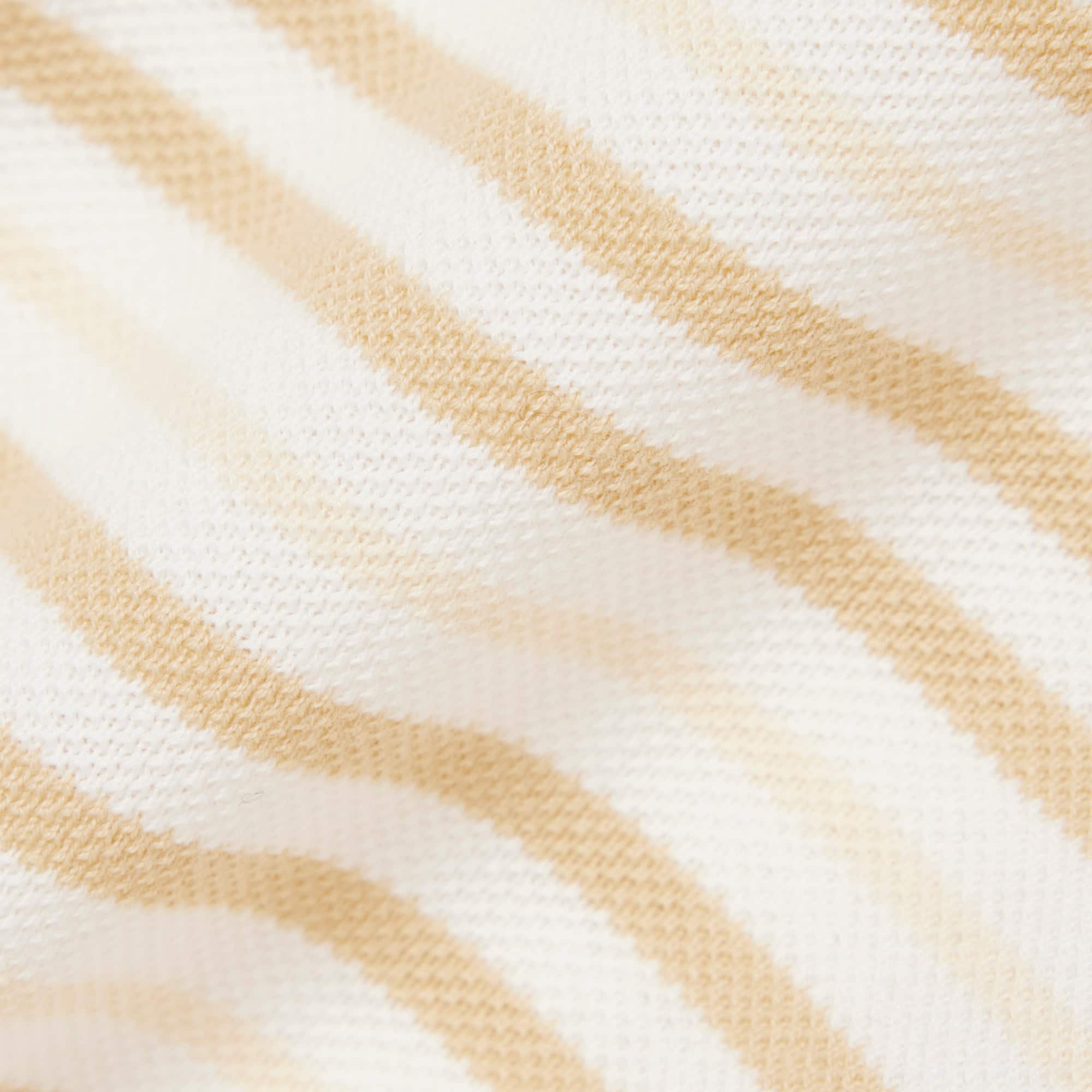 Classic Fit Striped Petit Piqué Polo - Beige / Blanc