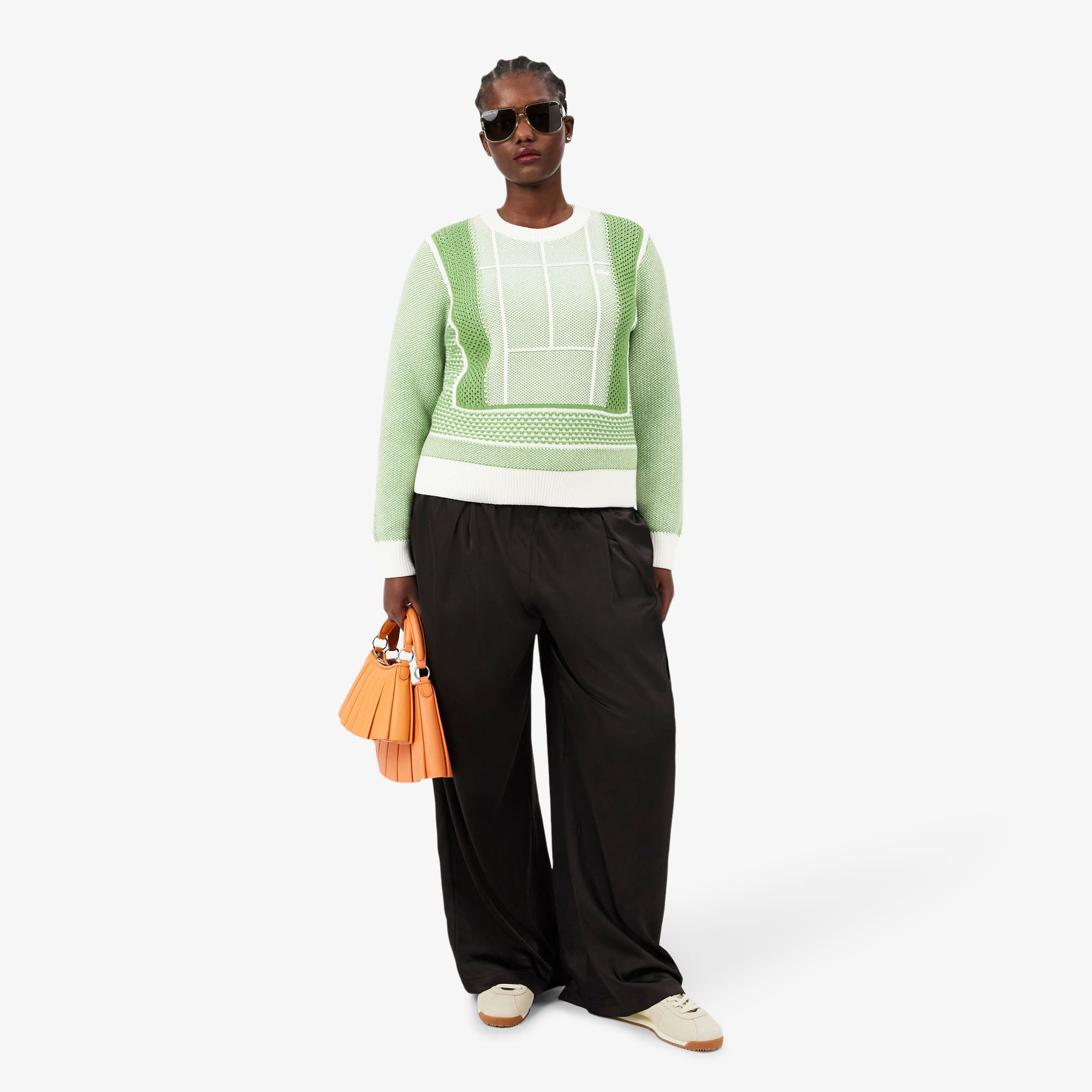 Tennis Court Graphic Sweater - Blanc / Vert