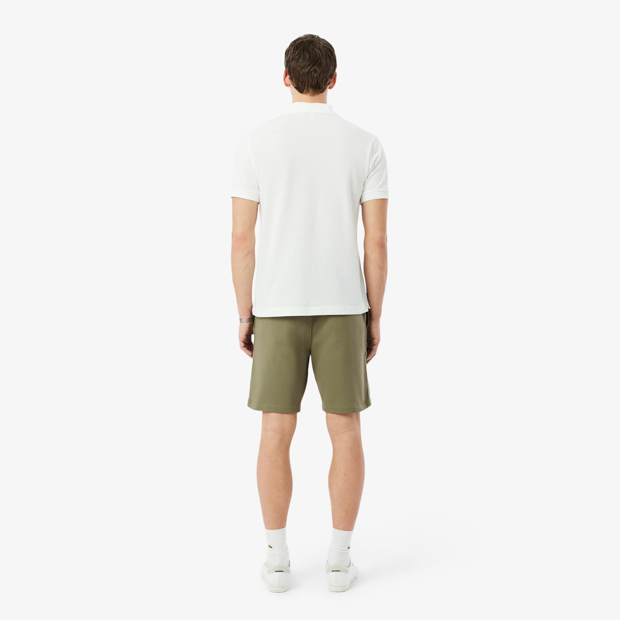 Regular Fit Logo Stripe Fleece Shorts - Khaki Green