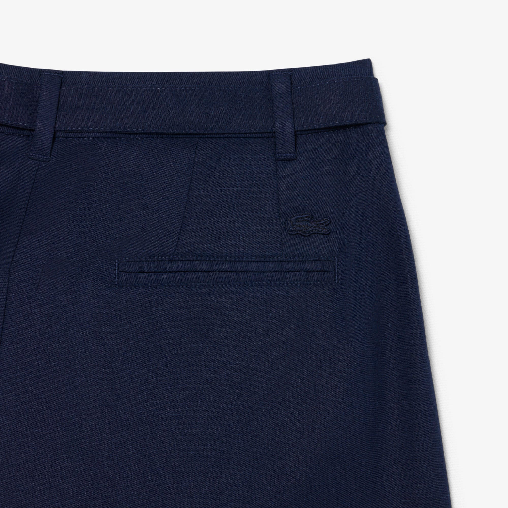 Oversized Fluid Linen Blend Bermuda Shorts - Navy Blue
