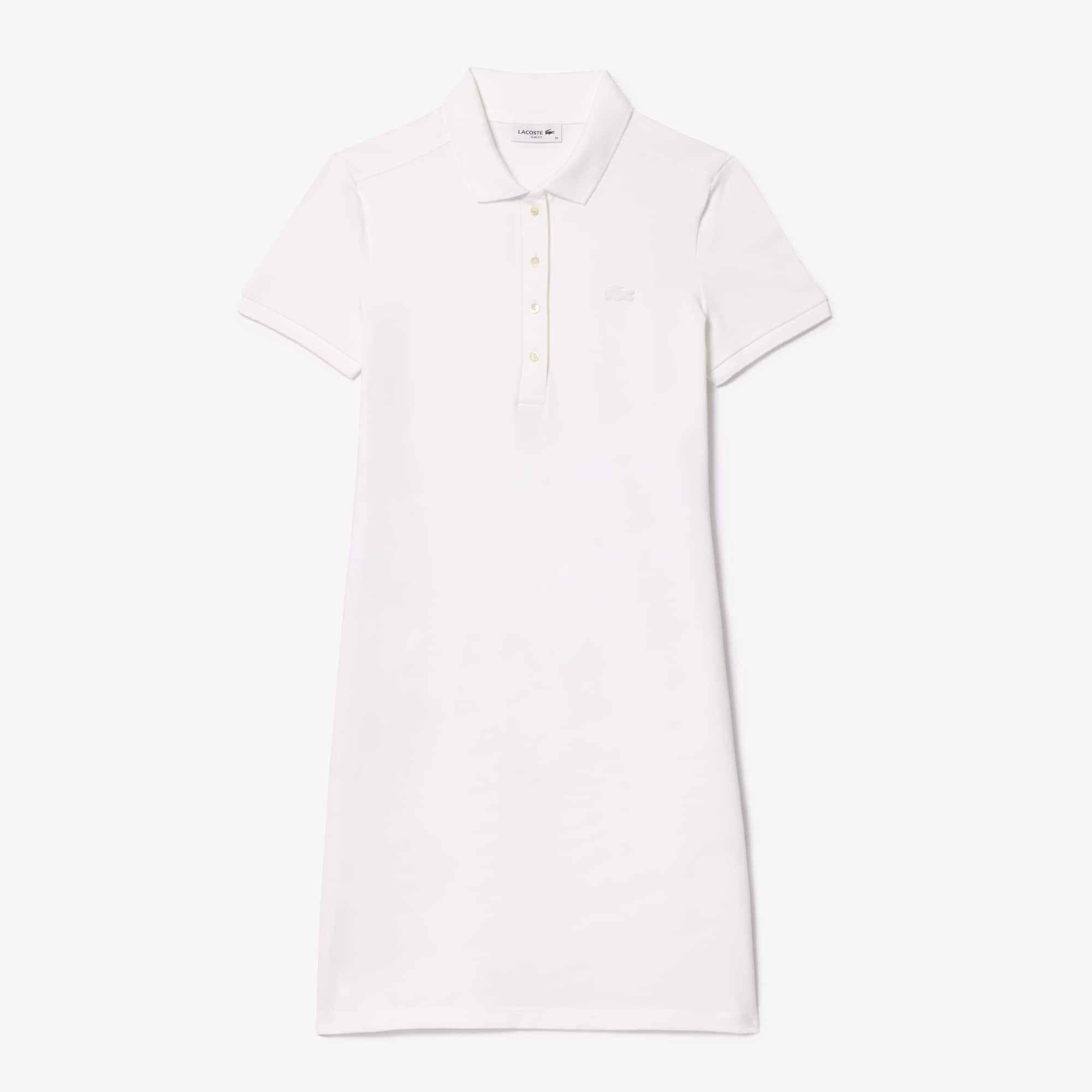 Women's Slim Fit Stretch Mini Piqué Polo Dress - White