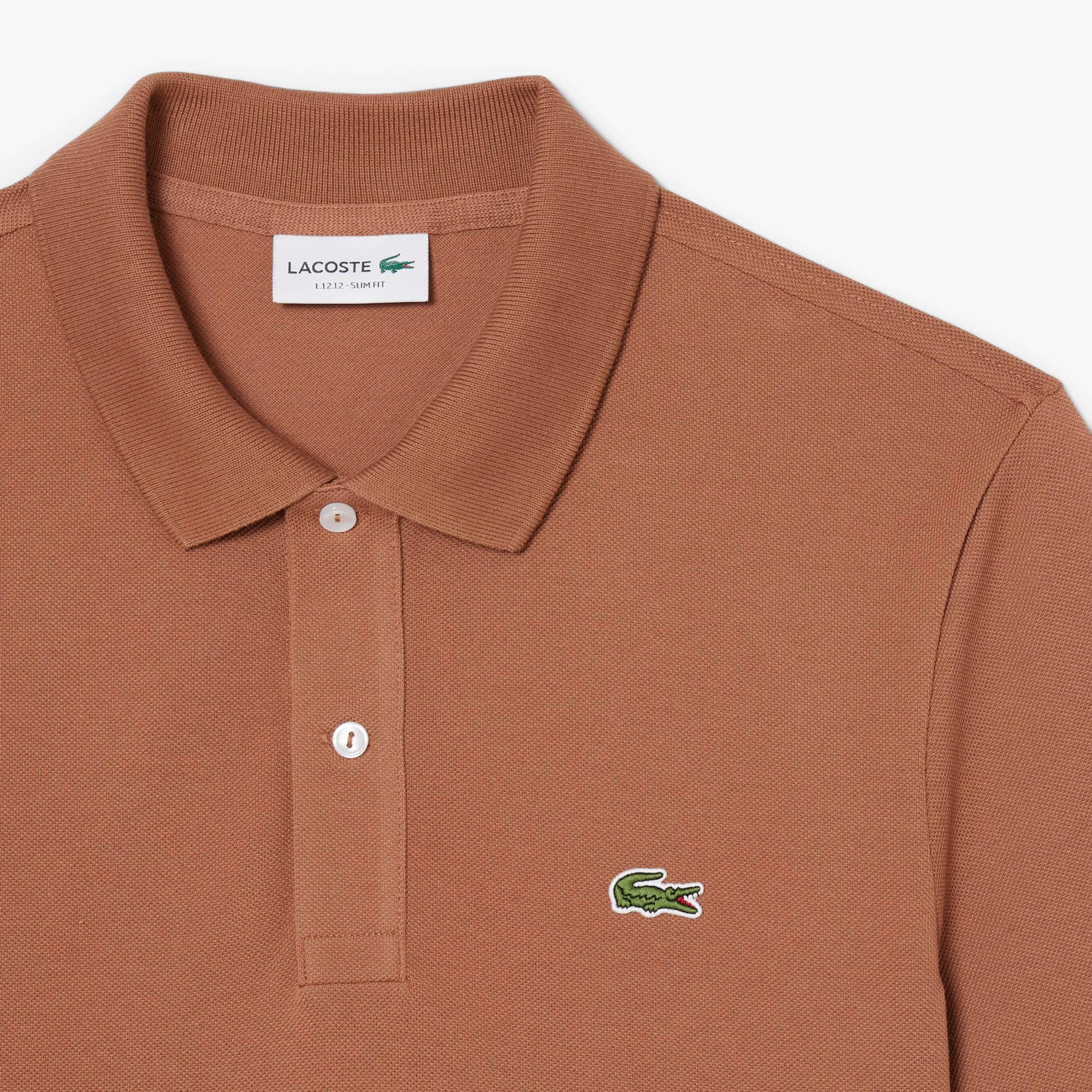 Men's Slim Fit Piqué Polo - Light Brown