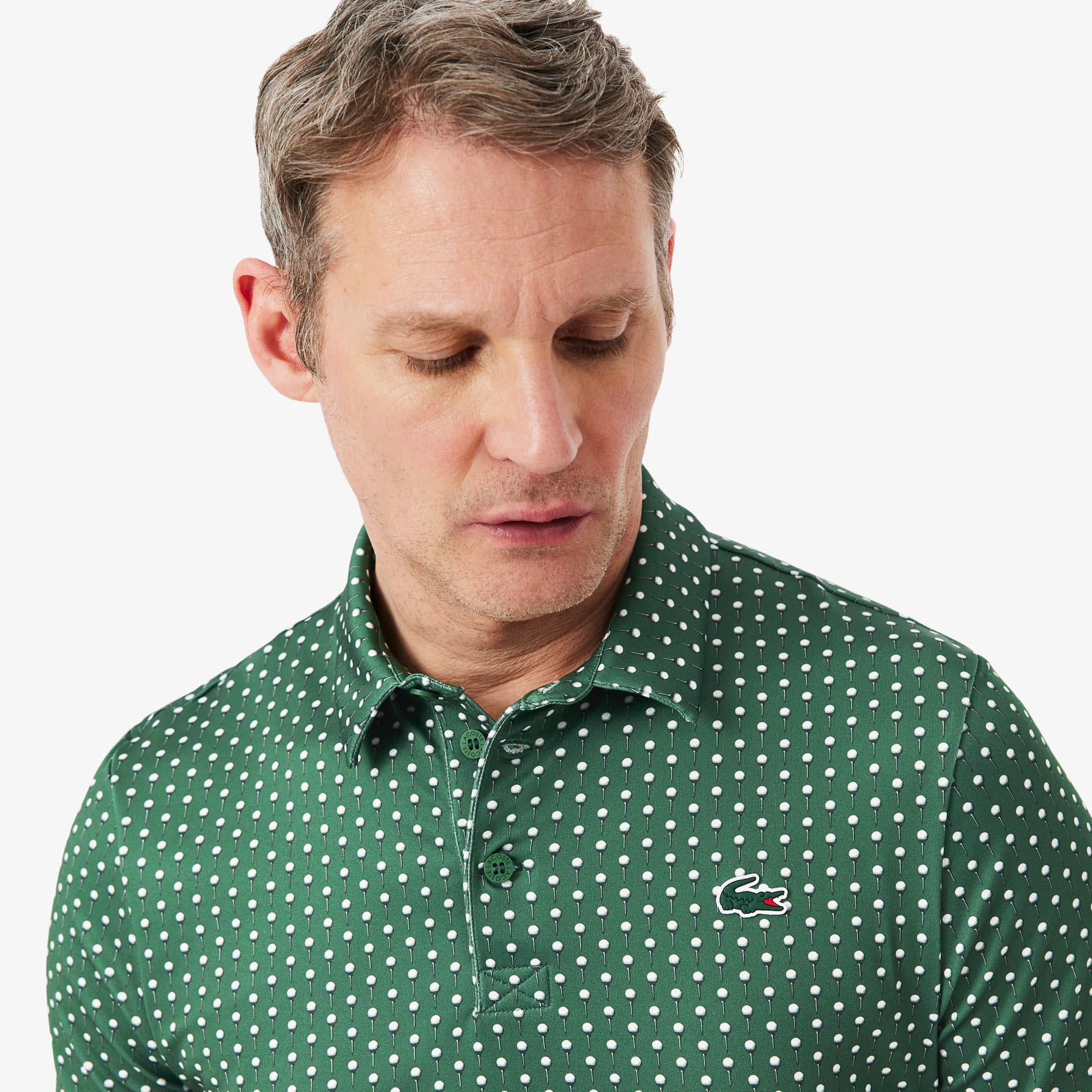 Regular Fit Printed Golf Polo - Green / White