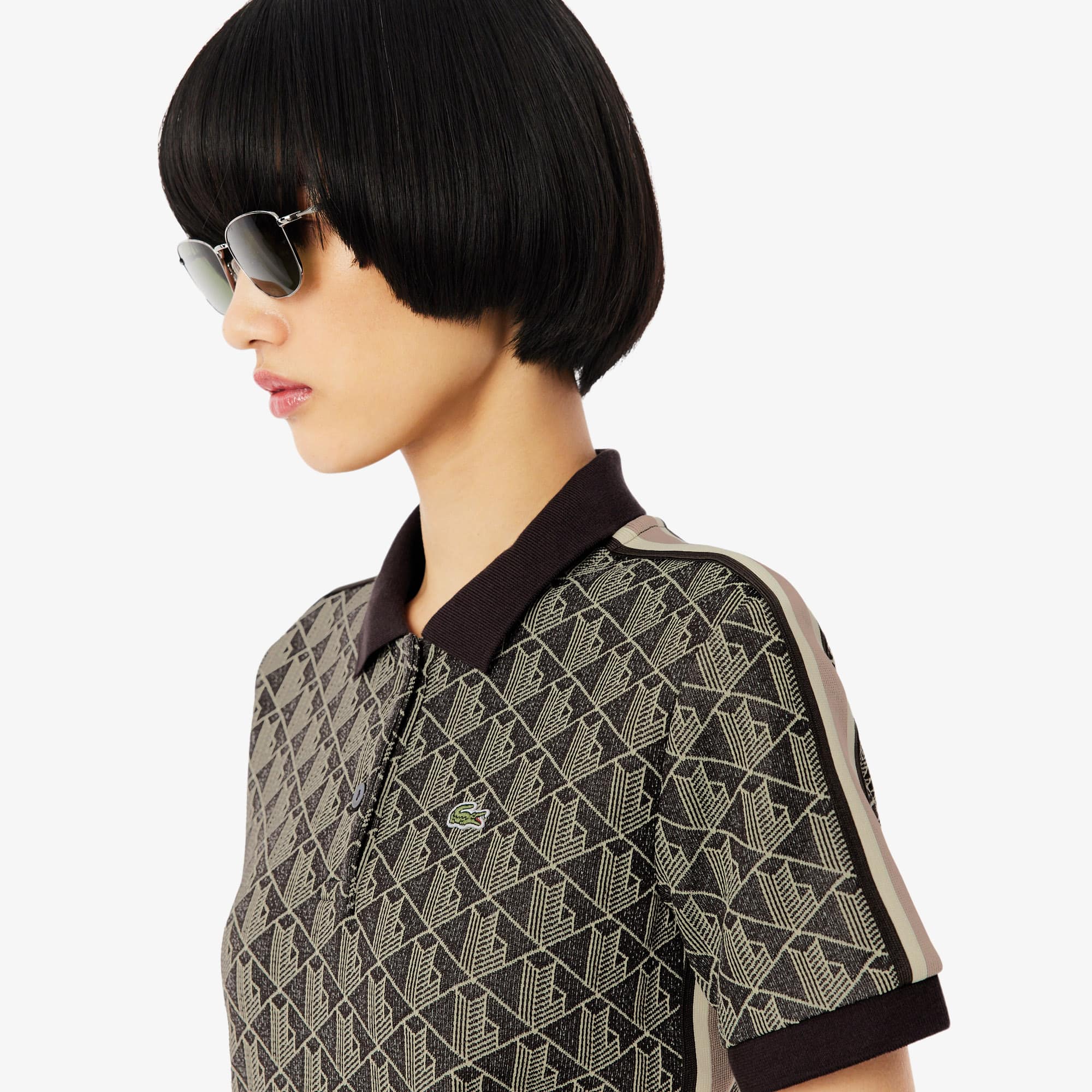 Women's Slim Fit Monogram Polo - Marron / Jaune