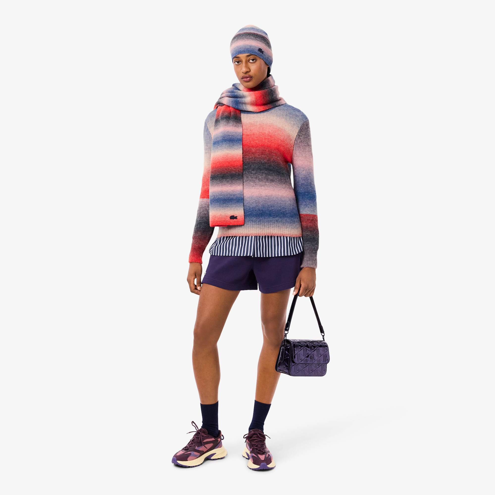 Women's Crew Neck Ombré Sweater - White