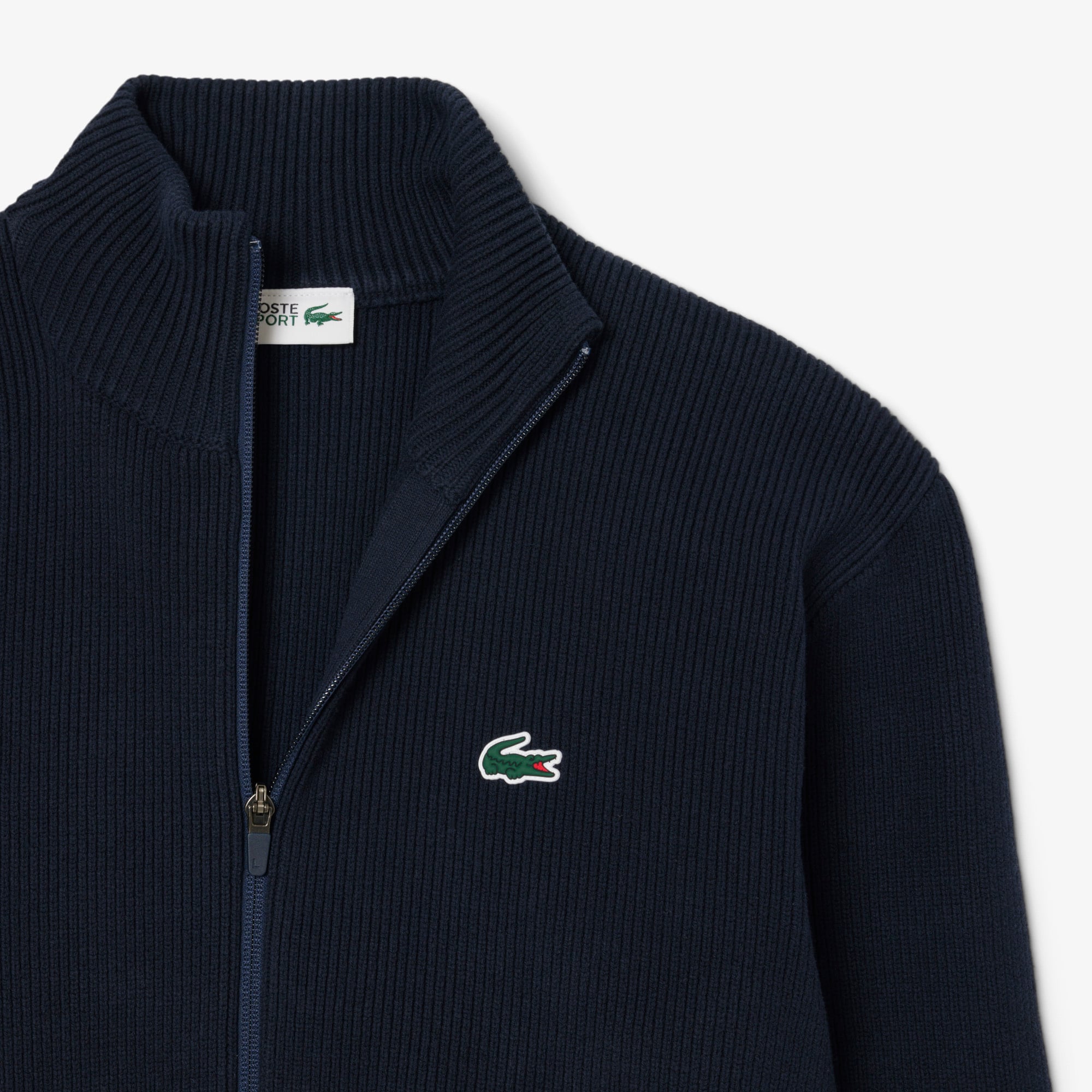 Men's Ribbed Knit Zip-Up Golf Sweater - Navy Blue