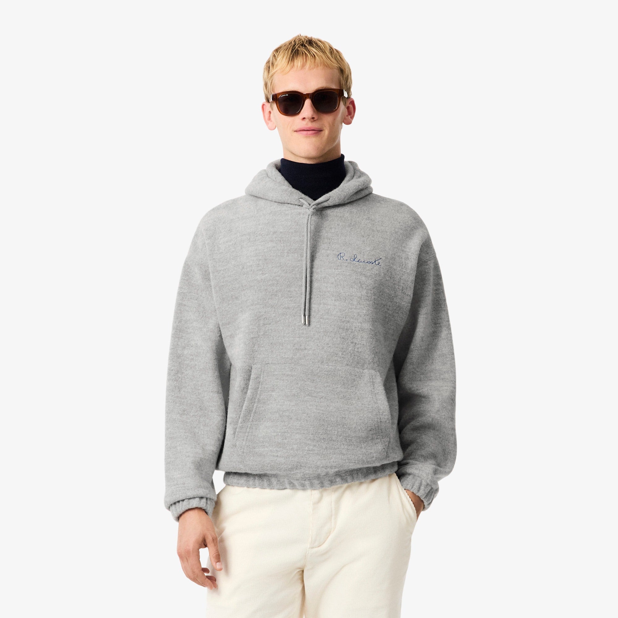 Men's Embroidered Signature Hoodie - Grey Chine