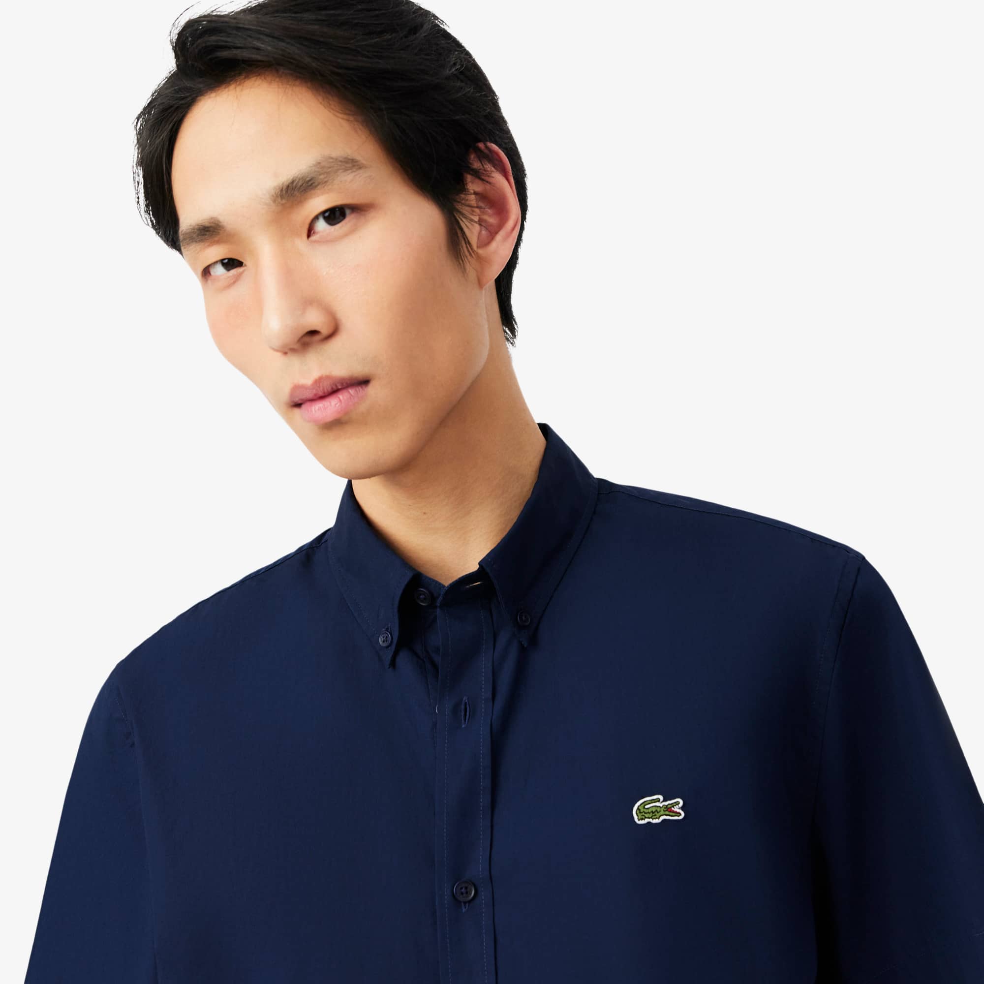 Regular Fit Short Sleeved Poplin Shirt - Navy Blue