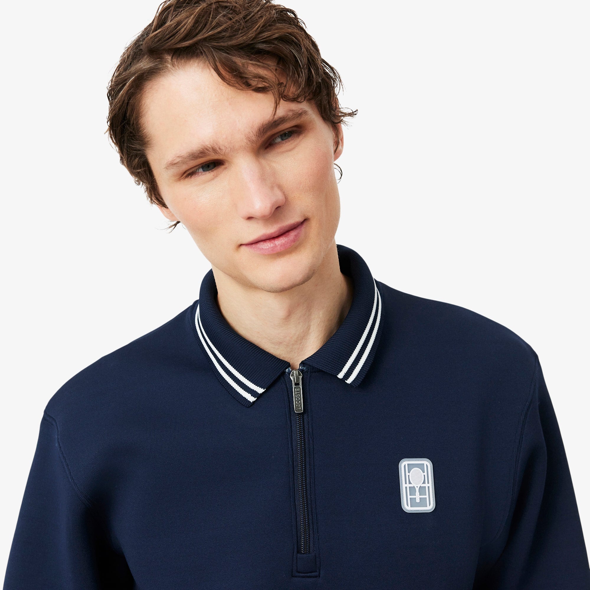 Tennis Heritage Polo Collar Zipped Sweatshirt - Navy Blue