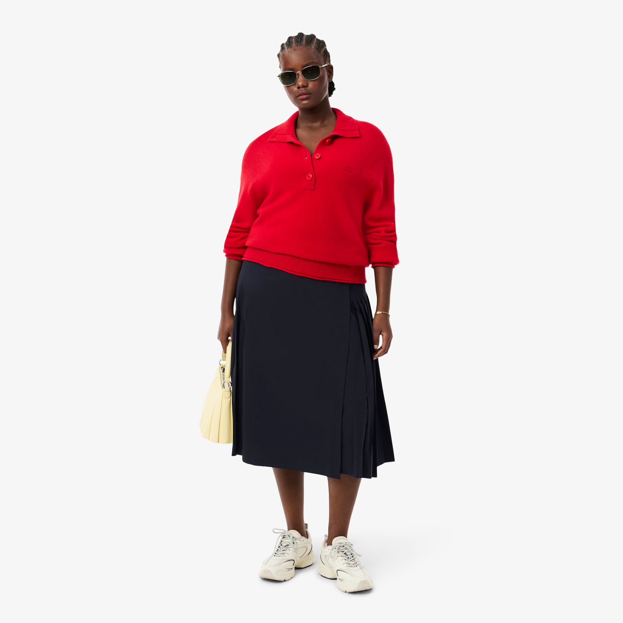 Women's Pleated Wool Midi Wrap Skirt - Abysm blue