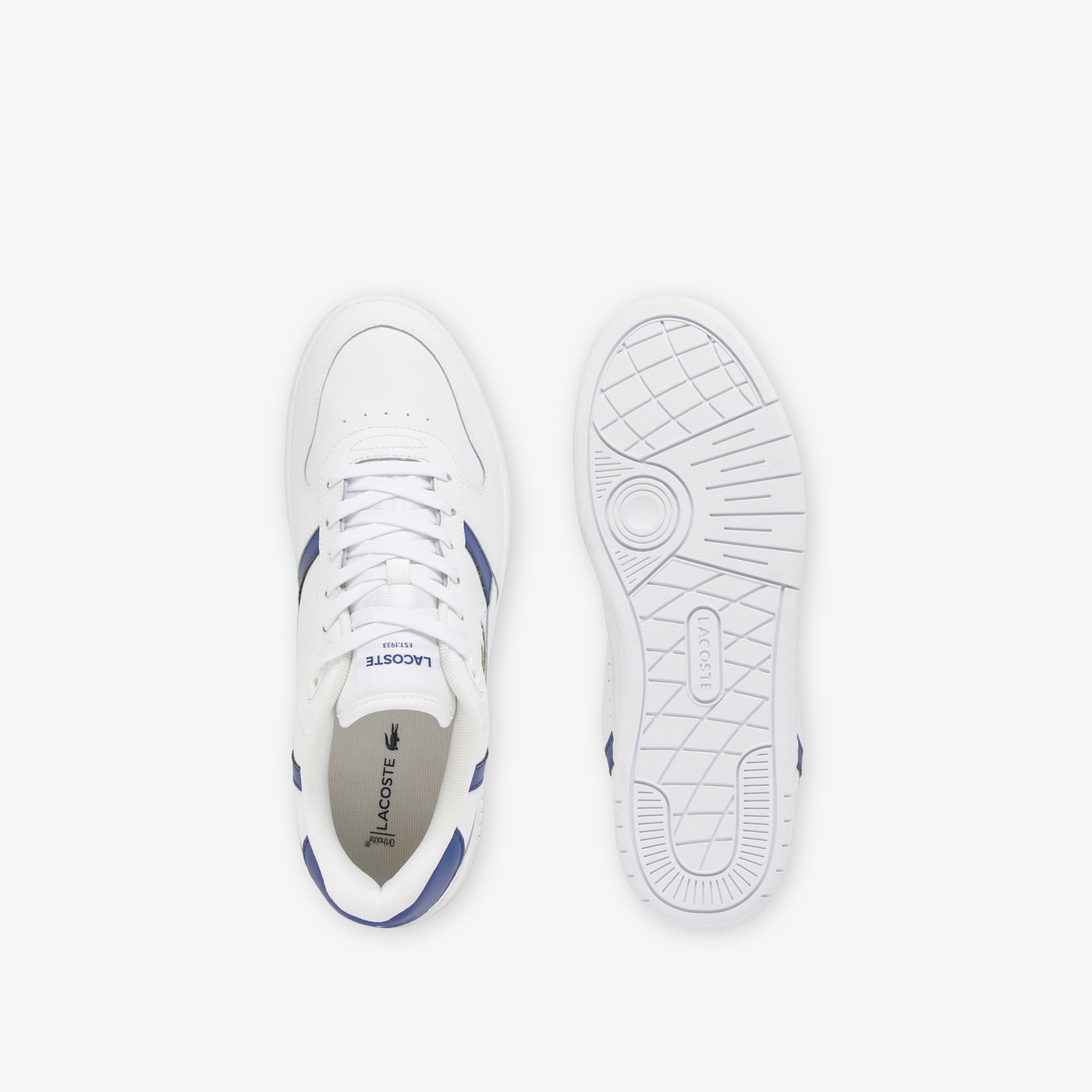 Men's T-Clip Set Leather Sneakers - WHITE / NAVY