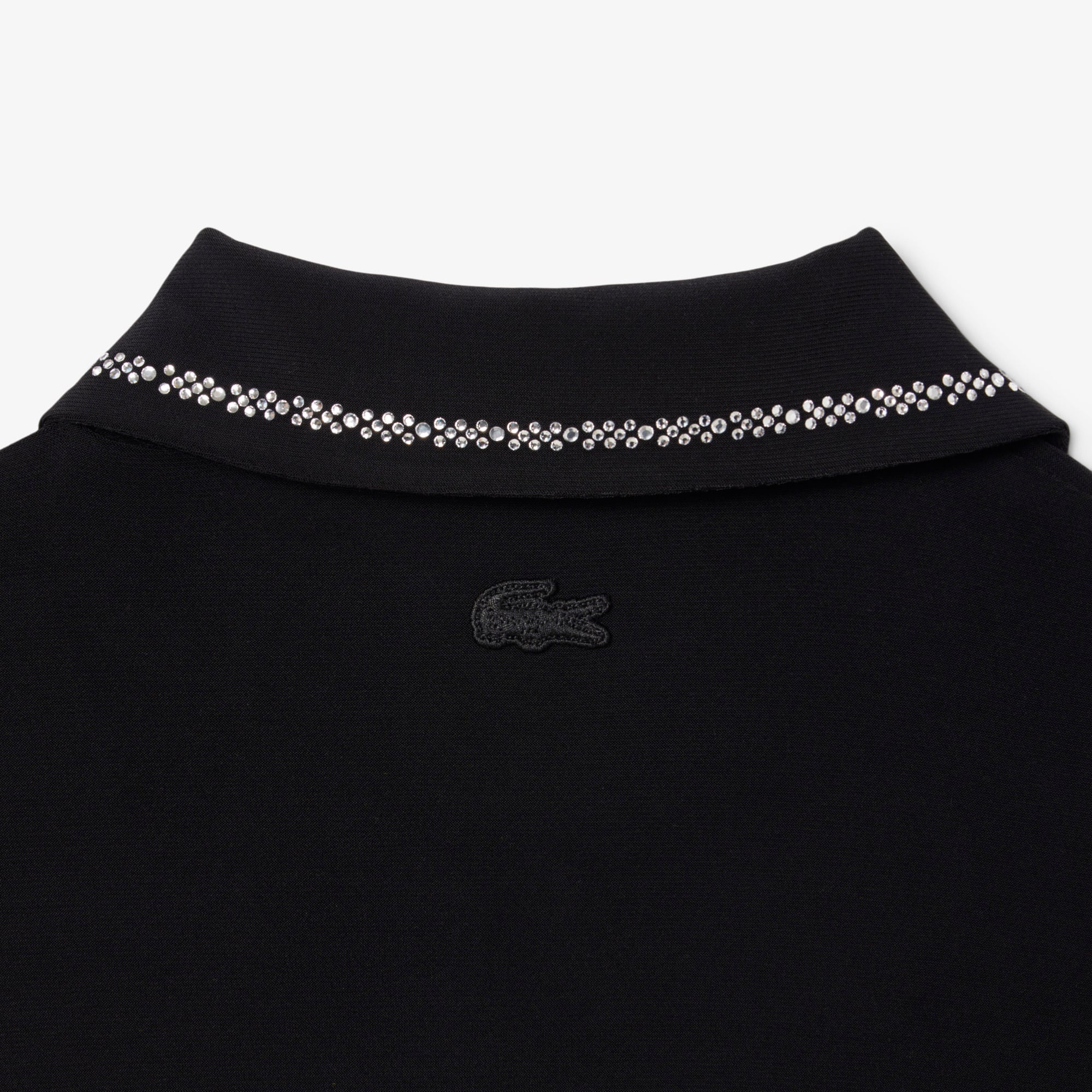 Women's Slim Fit Diamanté Polo Collar Dress - Black